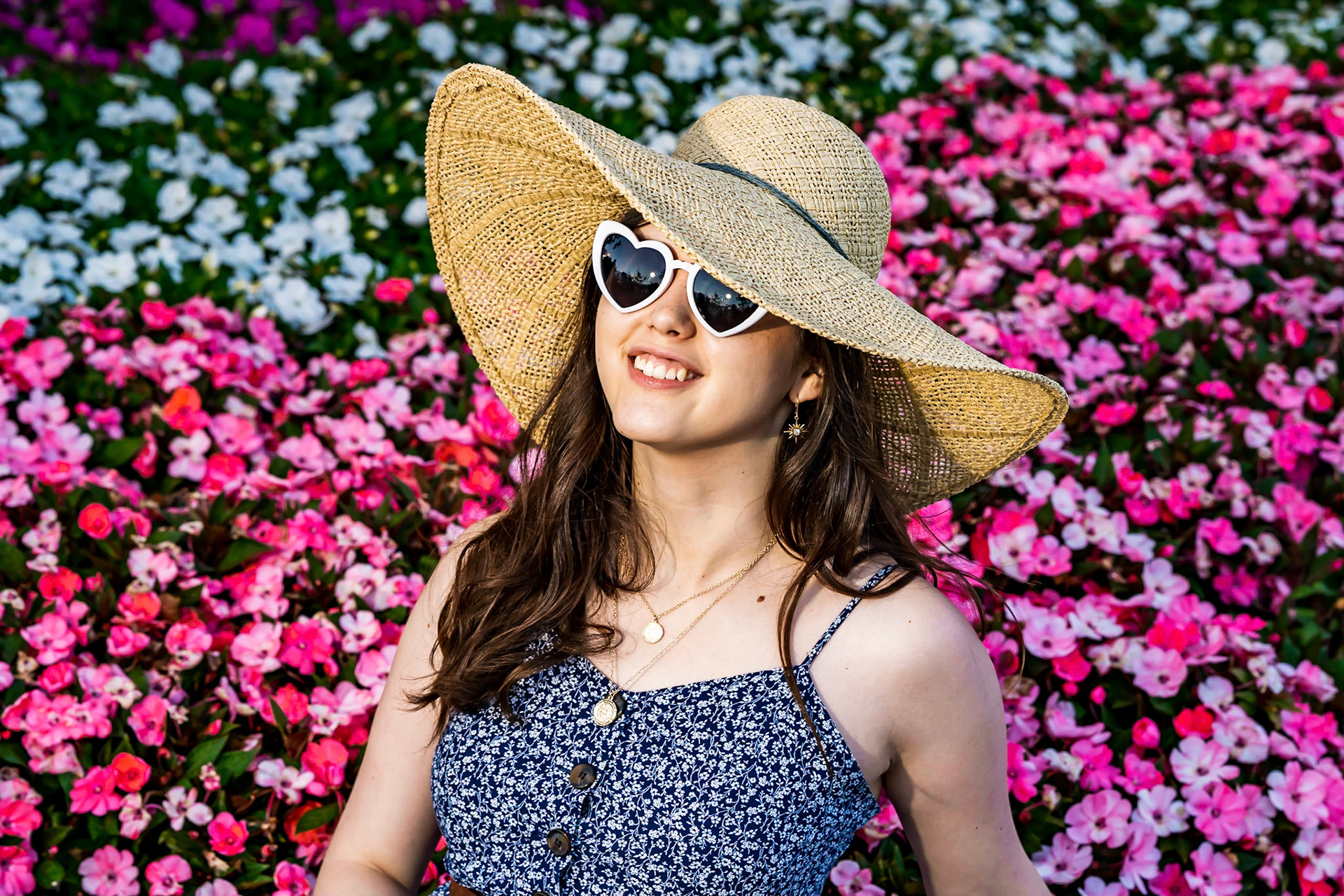 Colorful senior portraits at Hudson Gardens