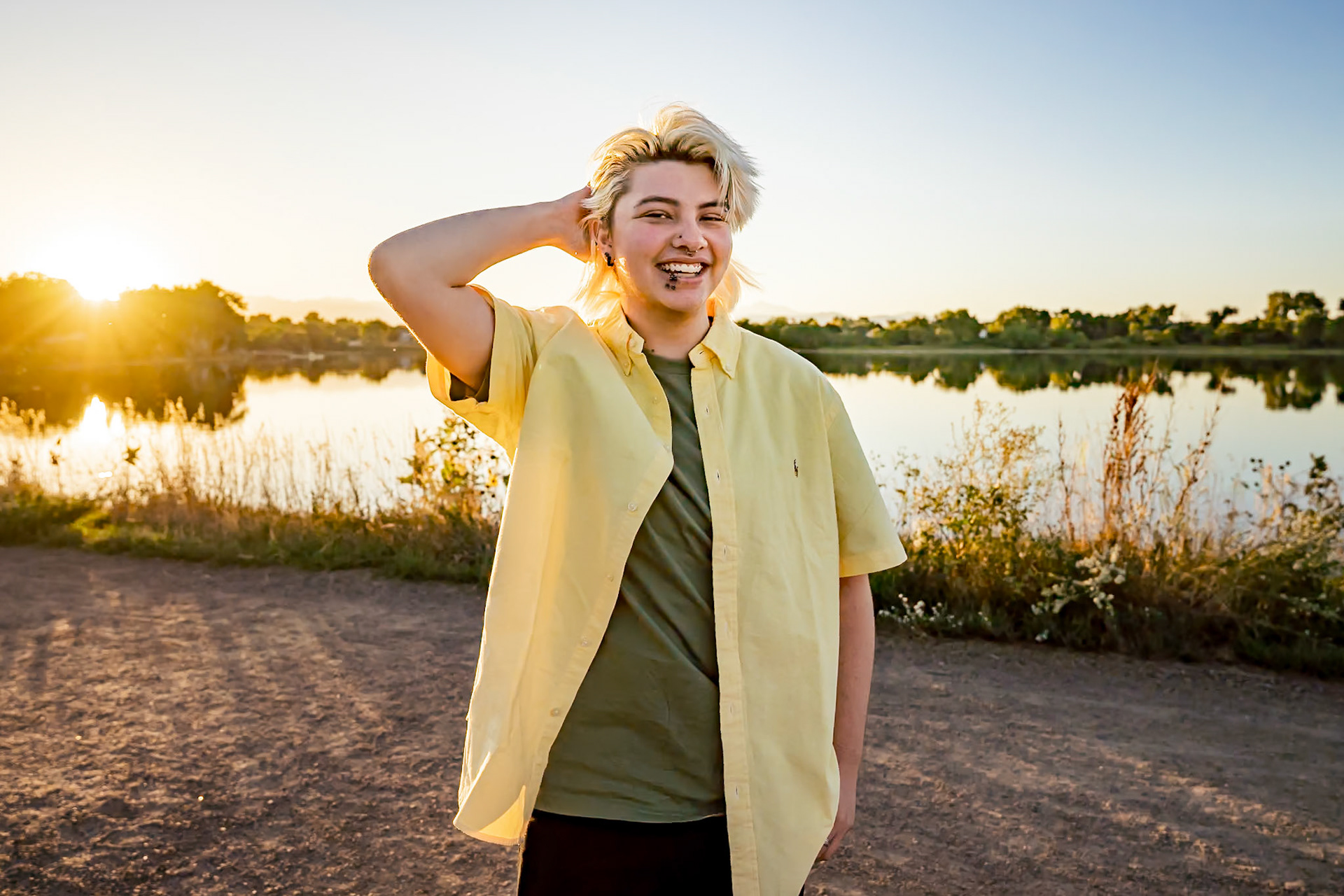 Fun, colorful, and easy high school senior portraits at Waneka Lake in Lafayette, Colorado.