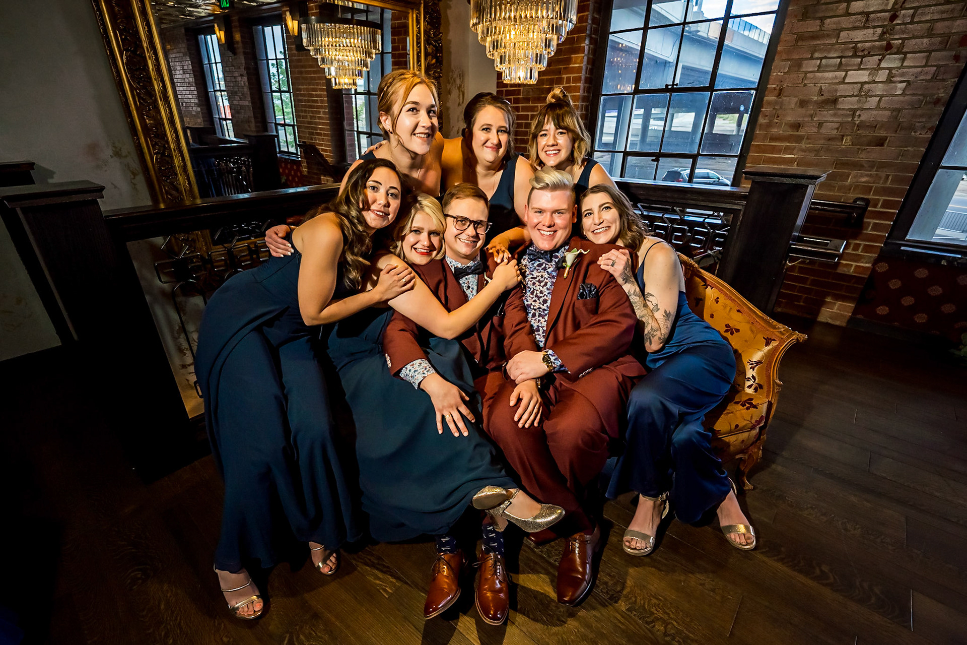 Bold, vibrant, and dramatic wedding photography at an LGBTQ+ wedding at Ironworks in Denver, Colorado