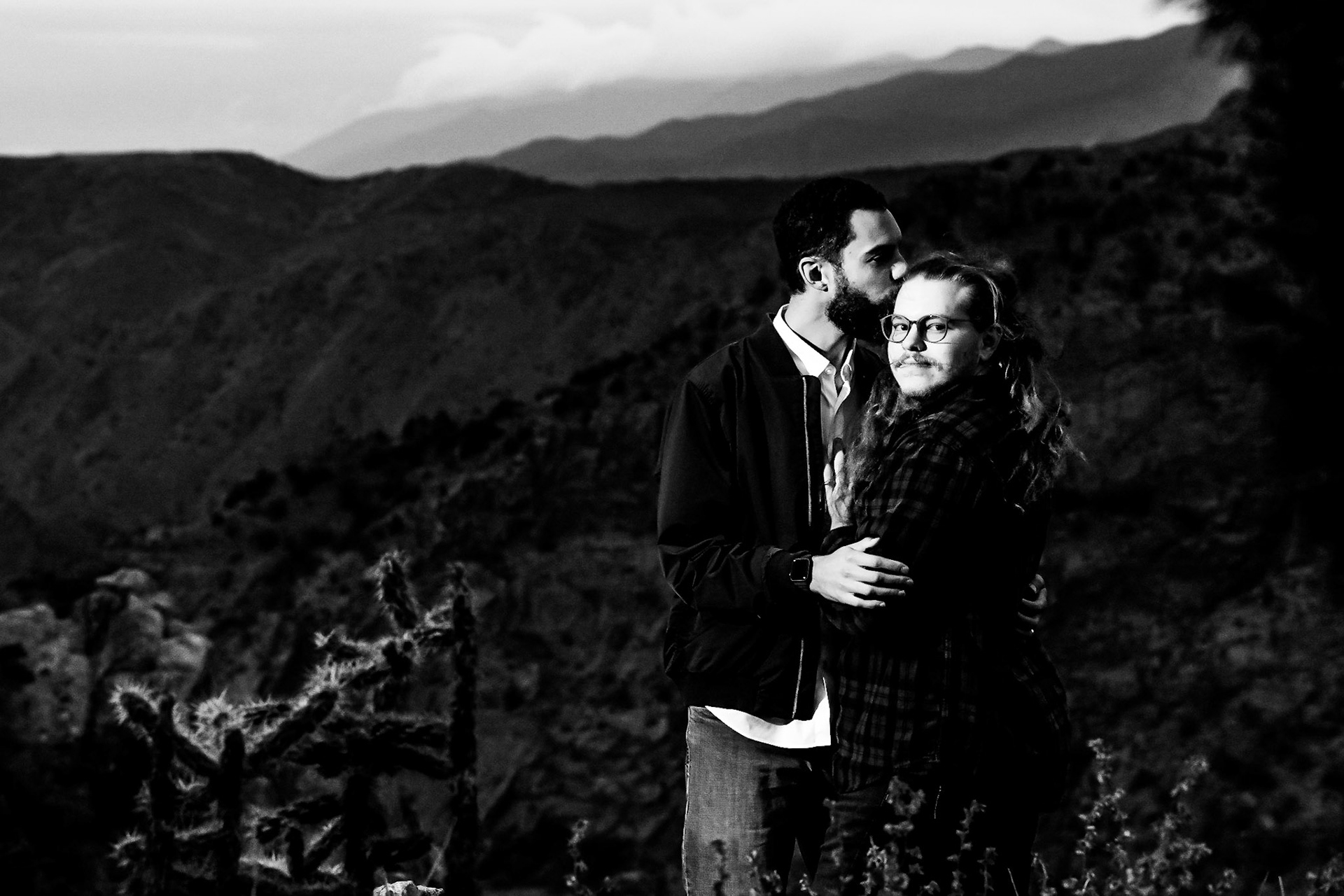 LGBTQ Adventure engagement session in Canon City Colorado. Photos at trailheads, a winery, and the Royal Gorge.