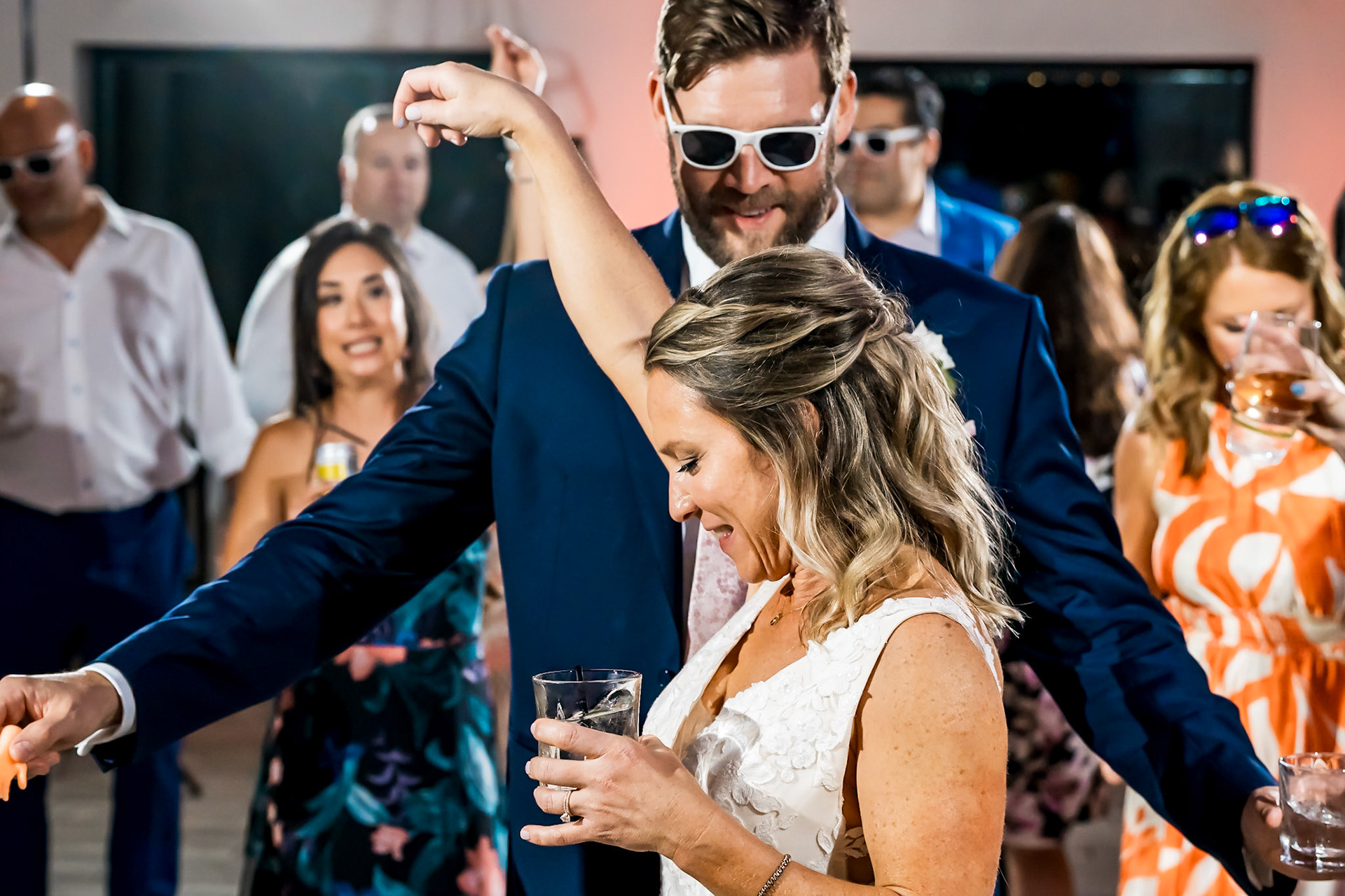 Summer wedding at Mountain Crust Pizza in Denver, CO featuring beverage burros