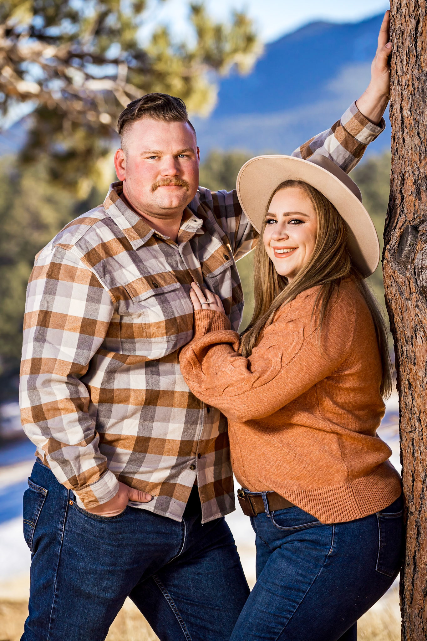 Fun, colorful winter engagement session at Betasso Preserve in Boulder Colorado.