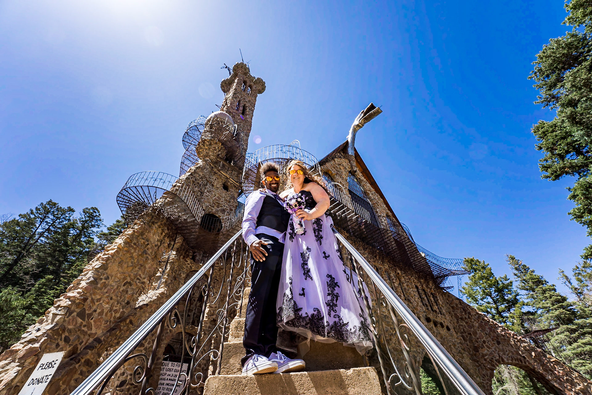 Fun, colorful, unique spring wedding at Bishop Castle in Rye, Colorado.
