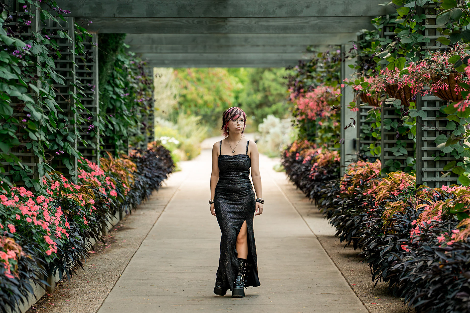Edgy high school senior portraits at Denver Botanic Gardens