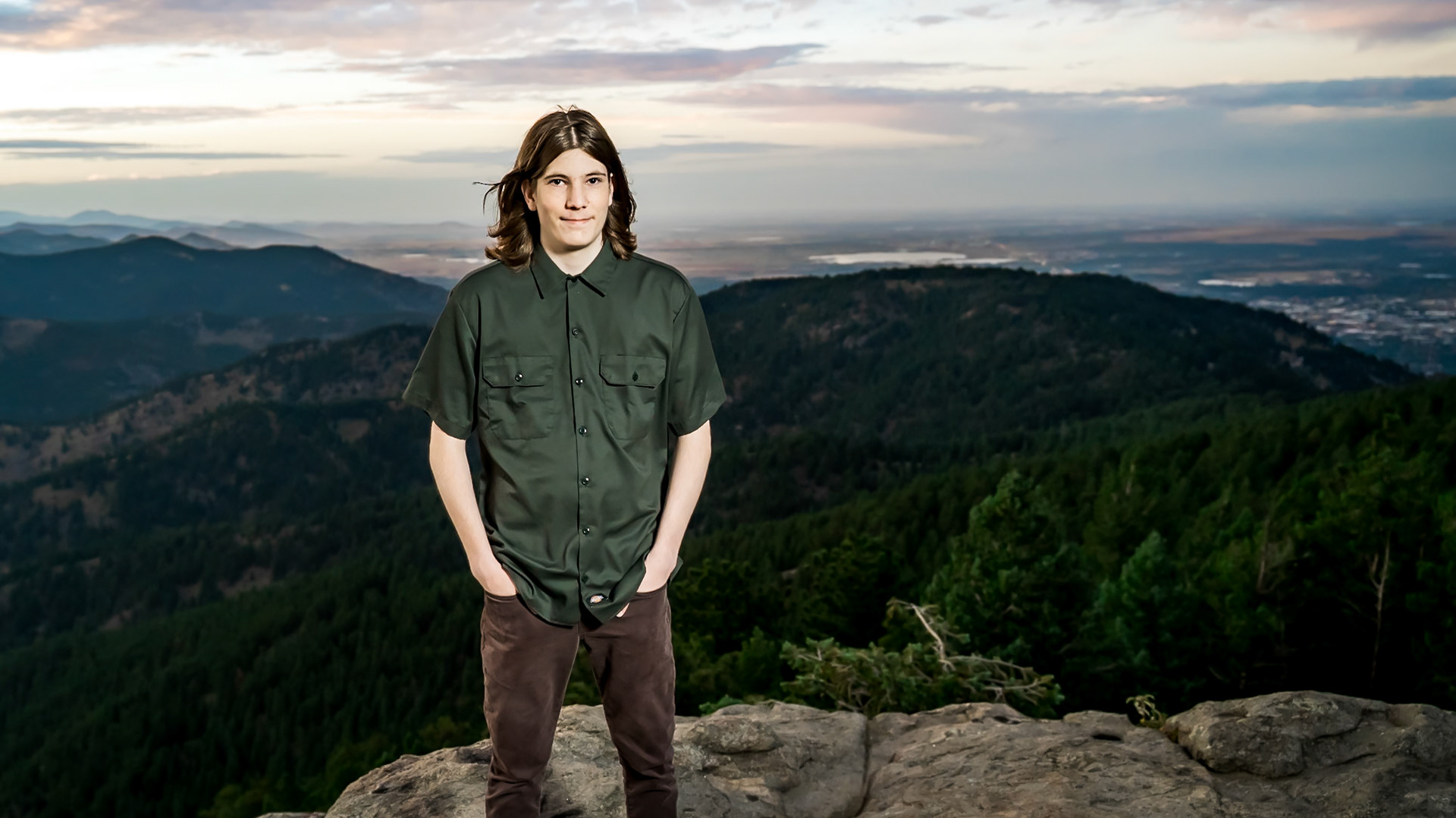 Fun and chill high school senior yearbook portraits at Lost Gulch Overlook in Boulder, CO