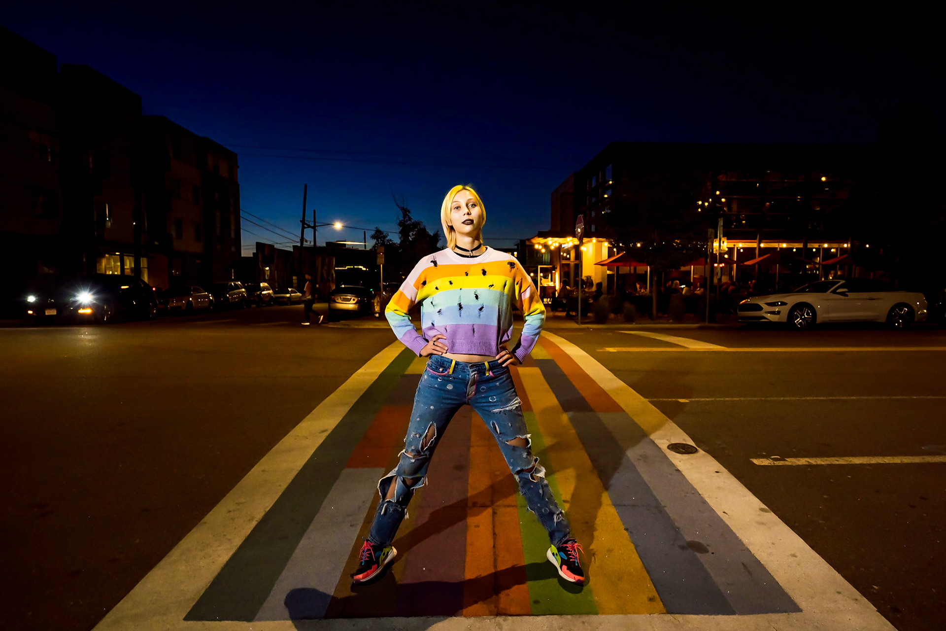Colorful senior portraits for a queer student in Denver, CO