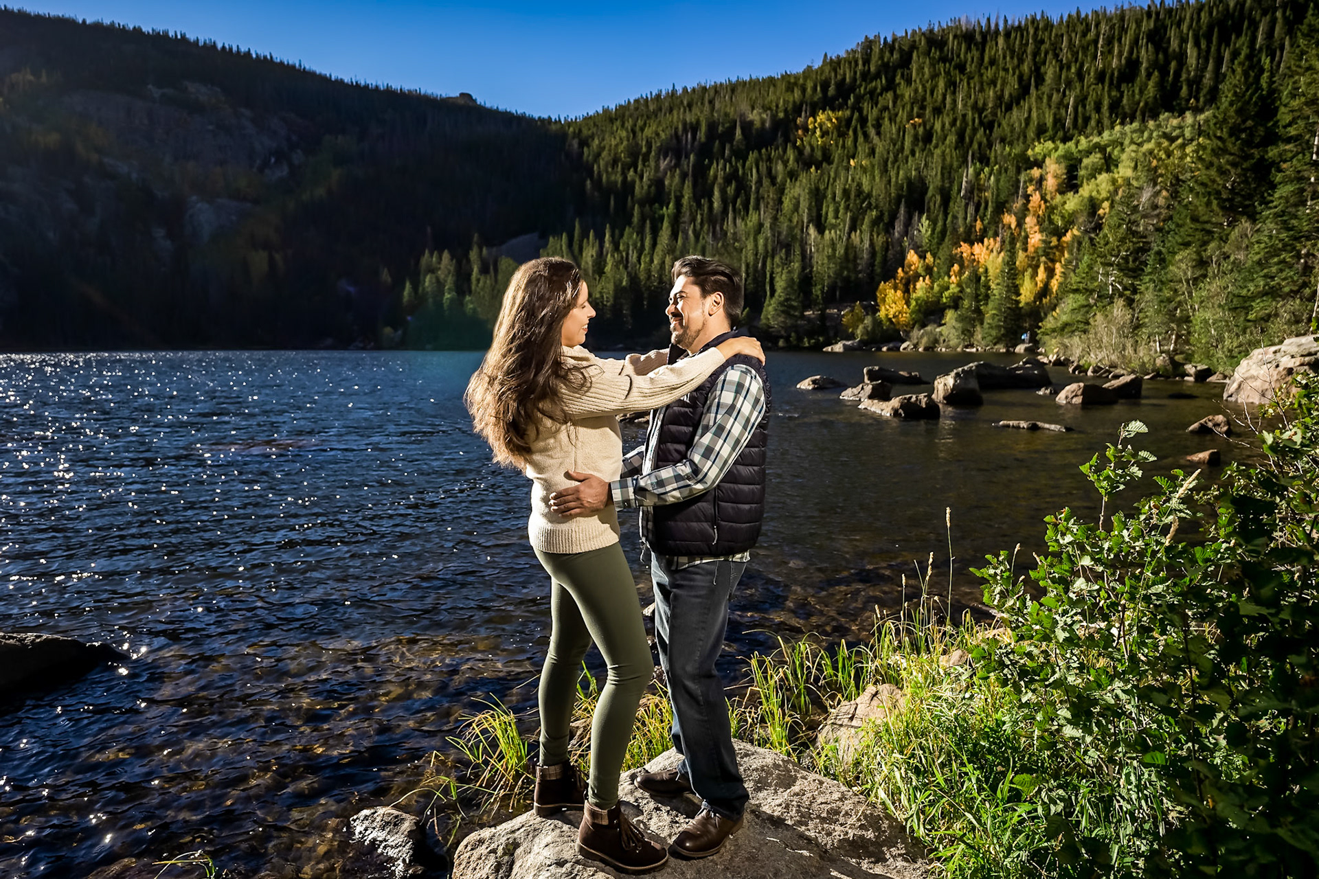 A fun, bold, and vibrant engagement session in Rocky Mountain National Park in Estes Park, Colorado