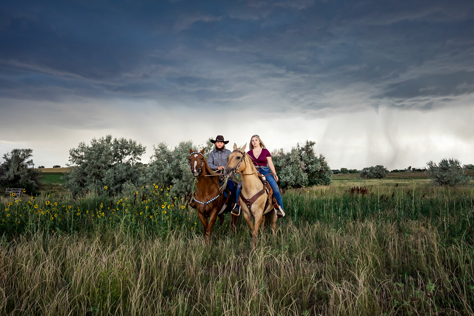 Engagement photo session with horses in Northern Colorado