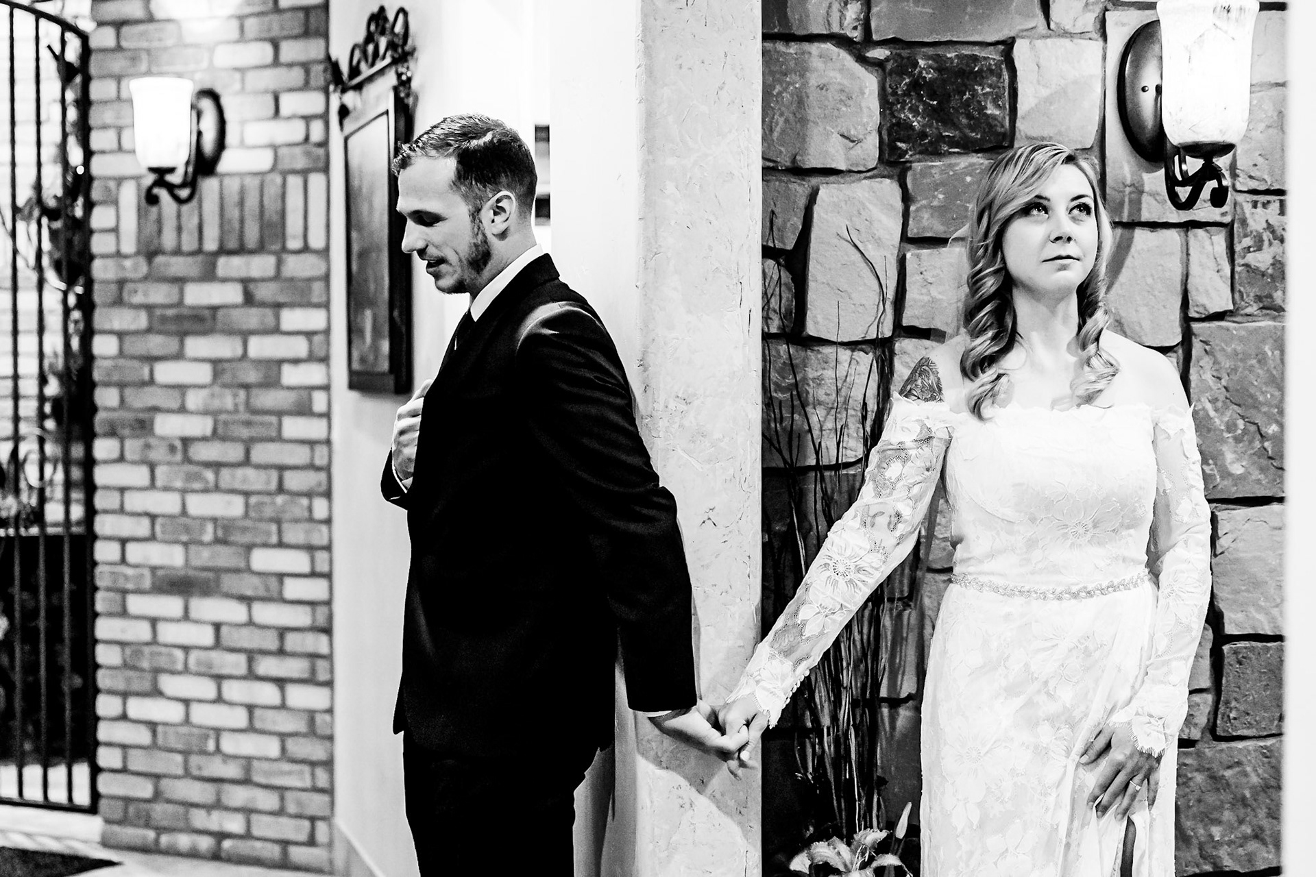 Fun, intimate winter wedding at Della Terra in Estes Park, Colorado. Reception at the Historic Park Theaters, couples portraits at The Stanley Hotel.