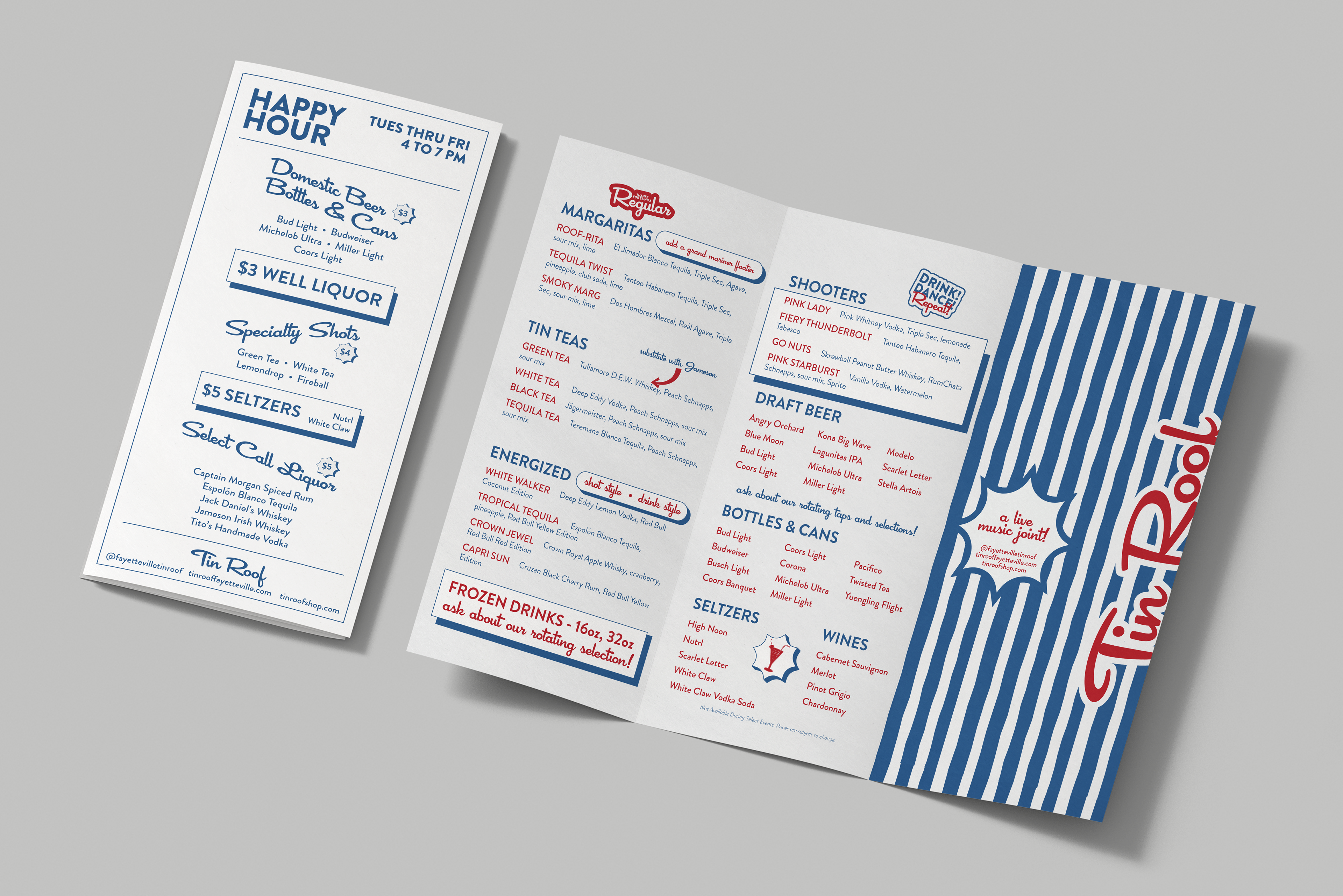 Tin Roof Menu, 2025, menu, 17 x 11 and 5.25 x 11 in