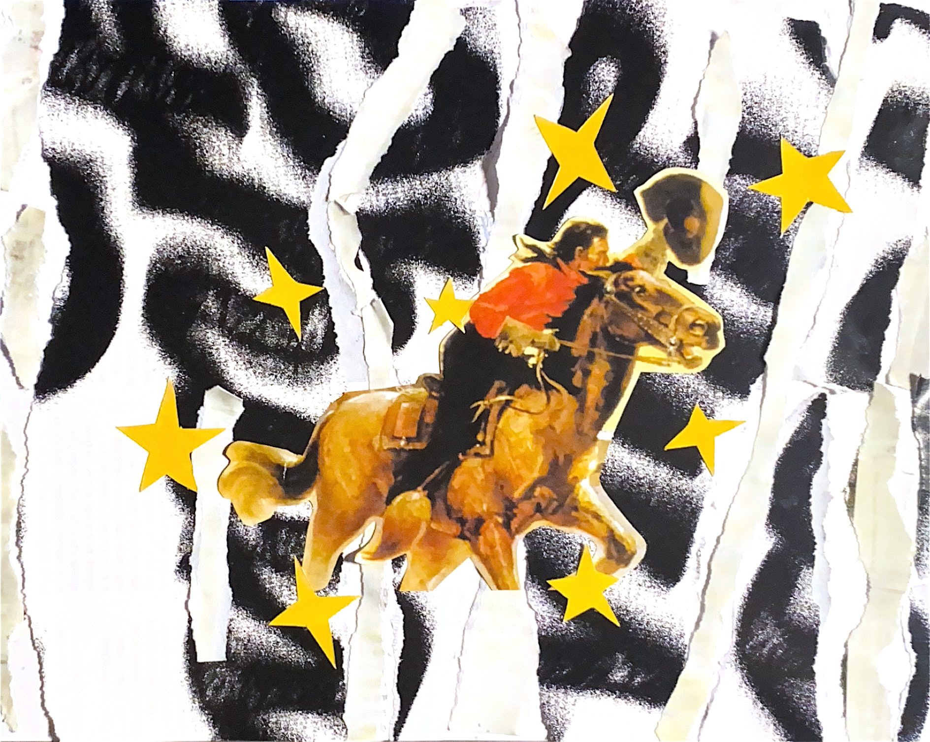 Giddy Up, 2024, collage, cut paper on cardstock, 8.5 x 6 in