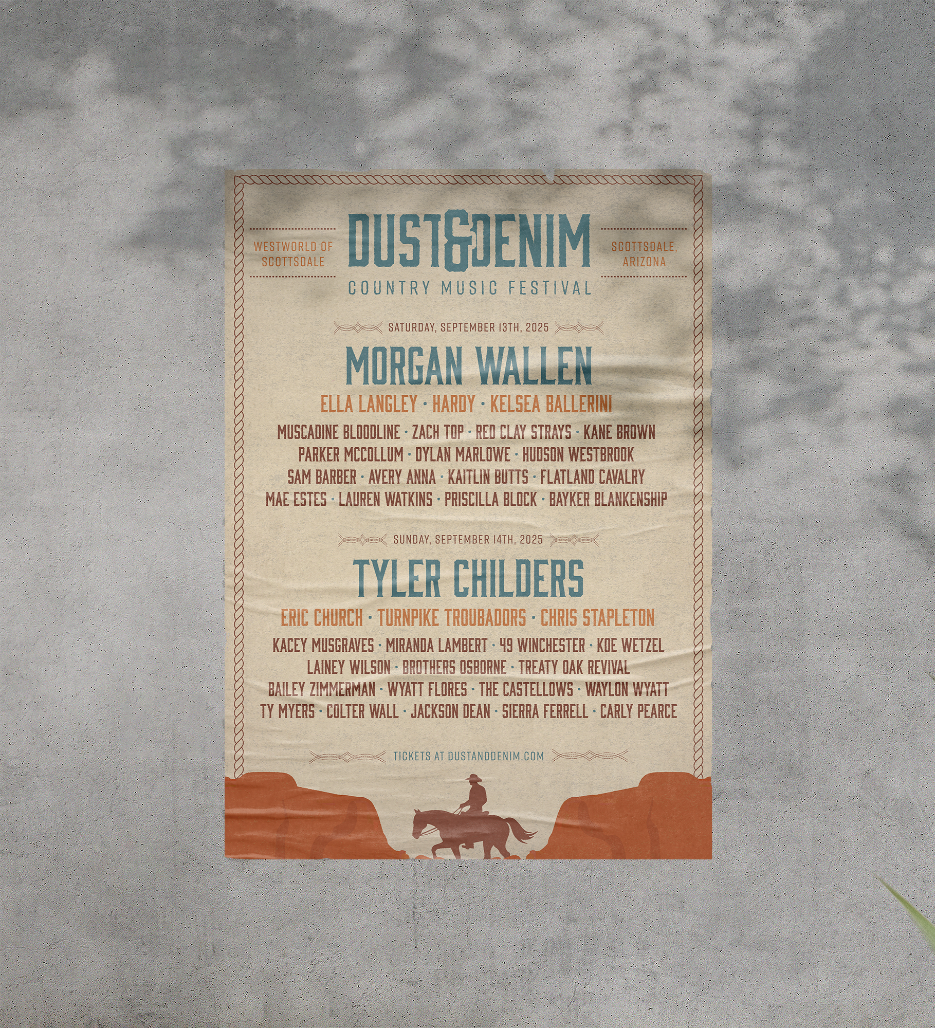 Dust and Denim Artist Lineup, 2025, poster, 24 x 36 in
