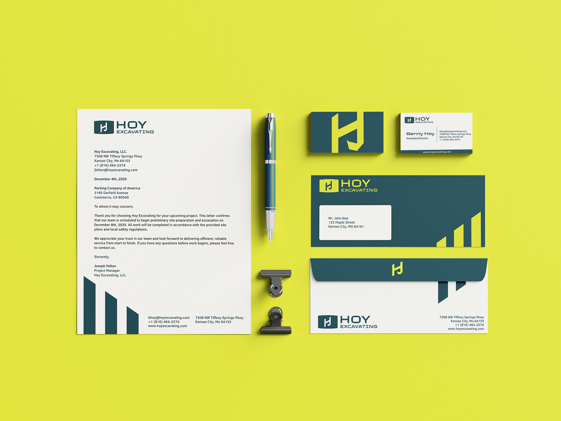 Hoy Excavating Stationery