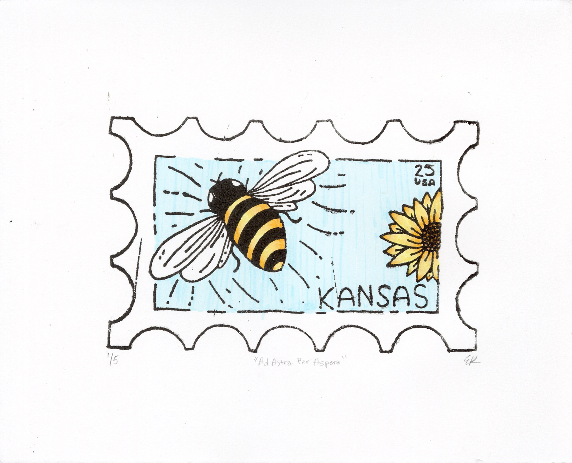 "Ad Astra Per Aspera", 2025, edition 1/5, lithography, 10 x 8 in.