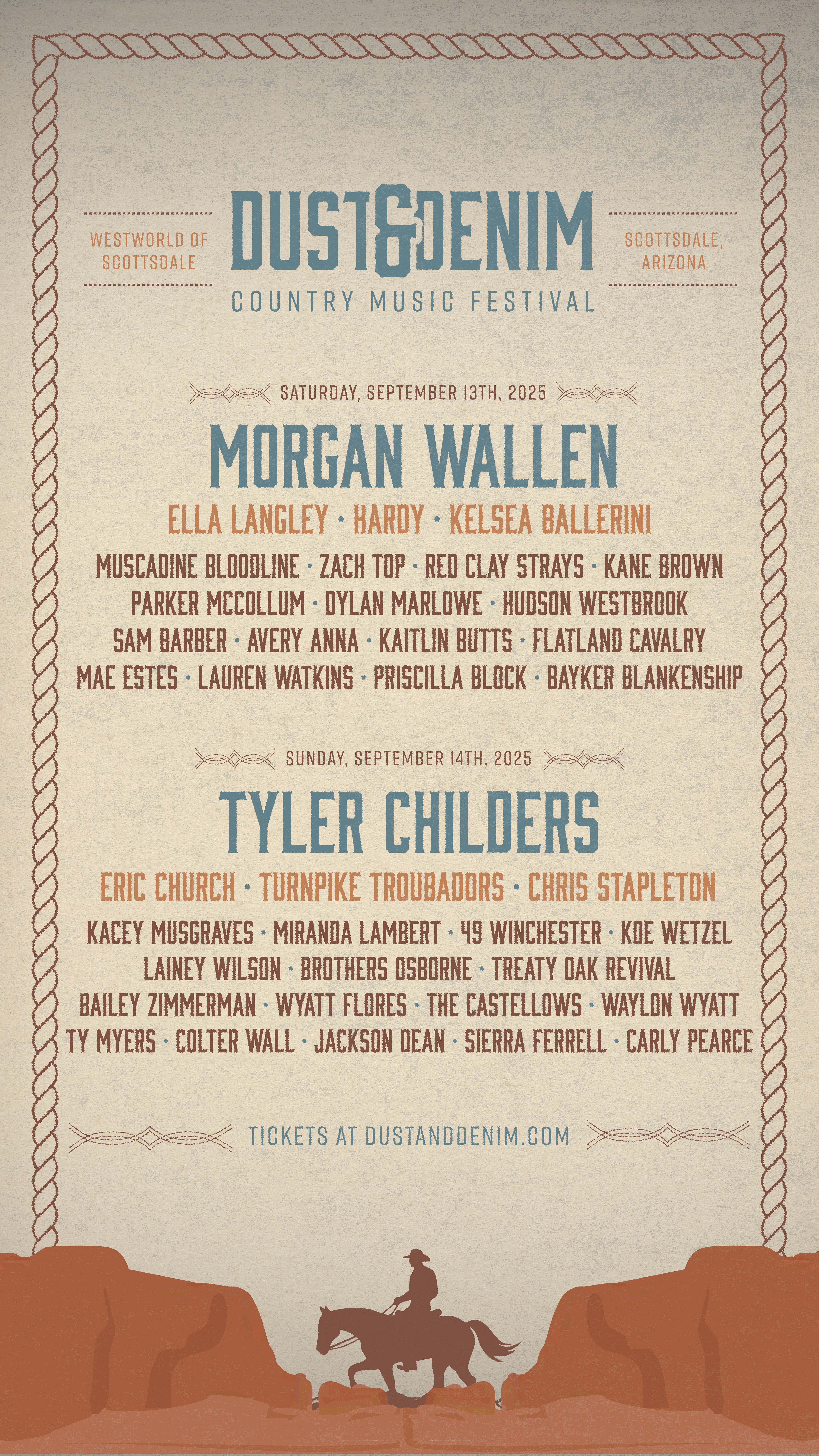 Dust and Denim Artist Lineup, 2025, Instagram story, 1080 x 1920 px