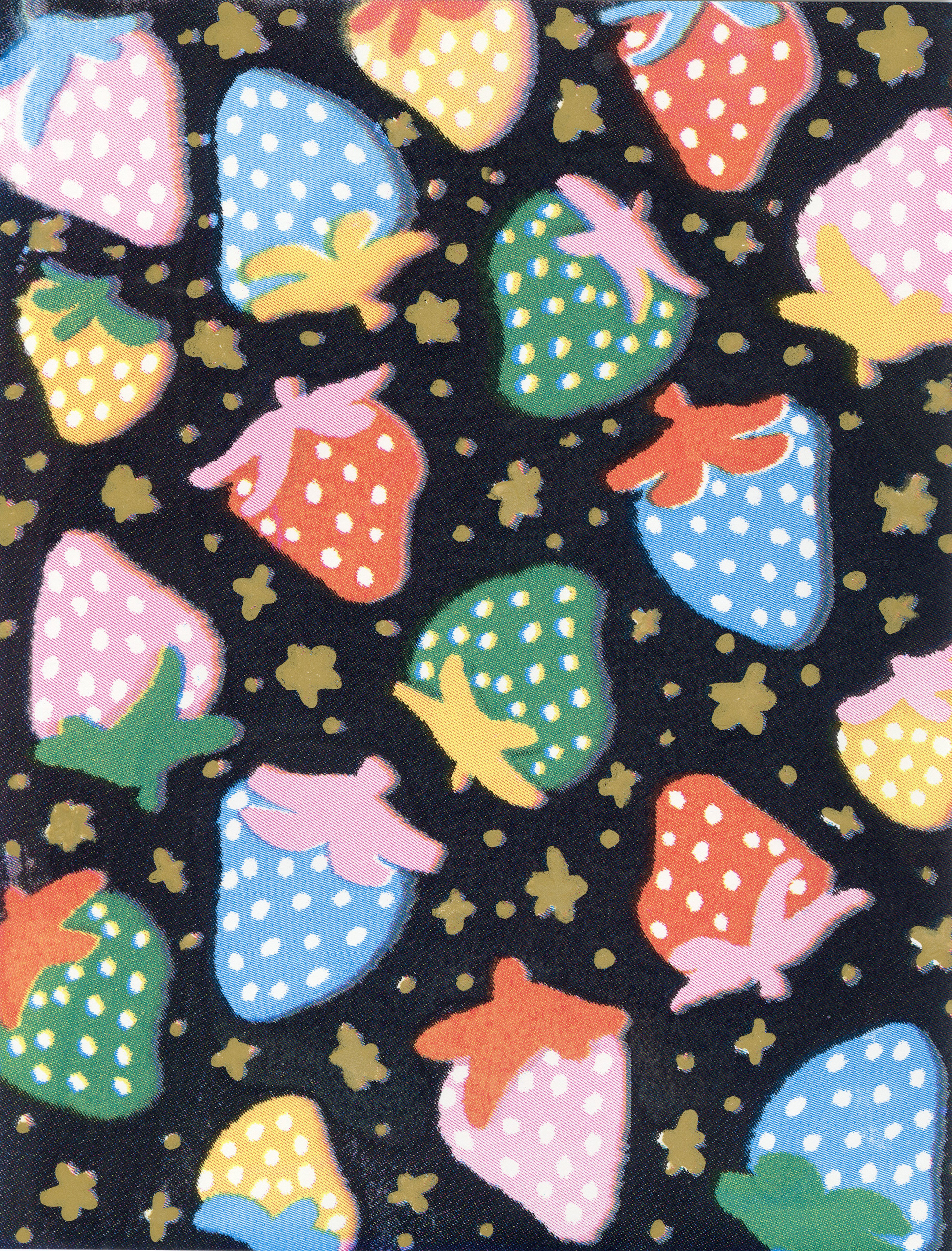 "Strawberries & Space", 2026, CMYK screenprint, 11 x 15 in.