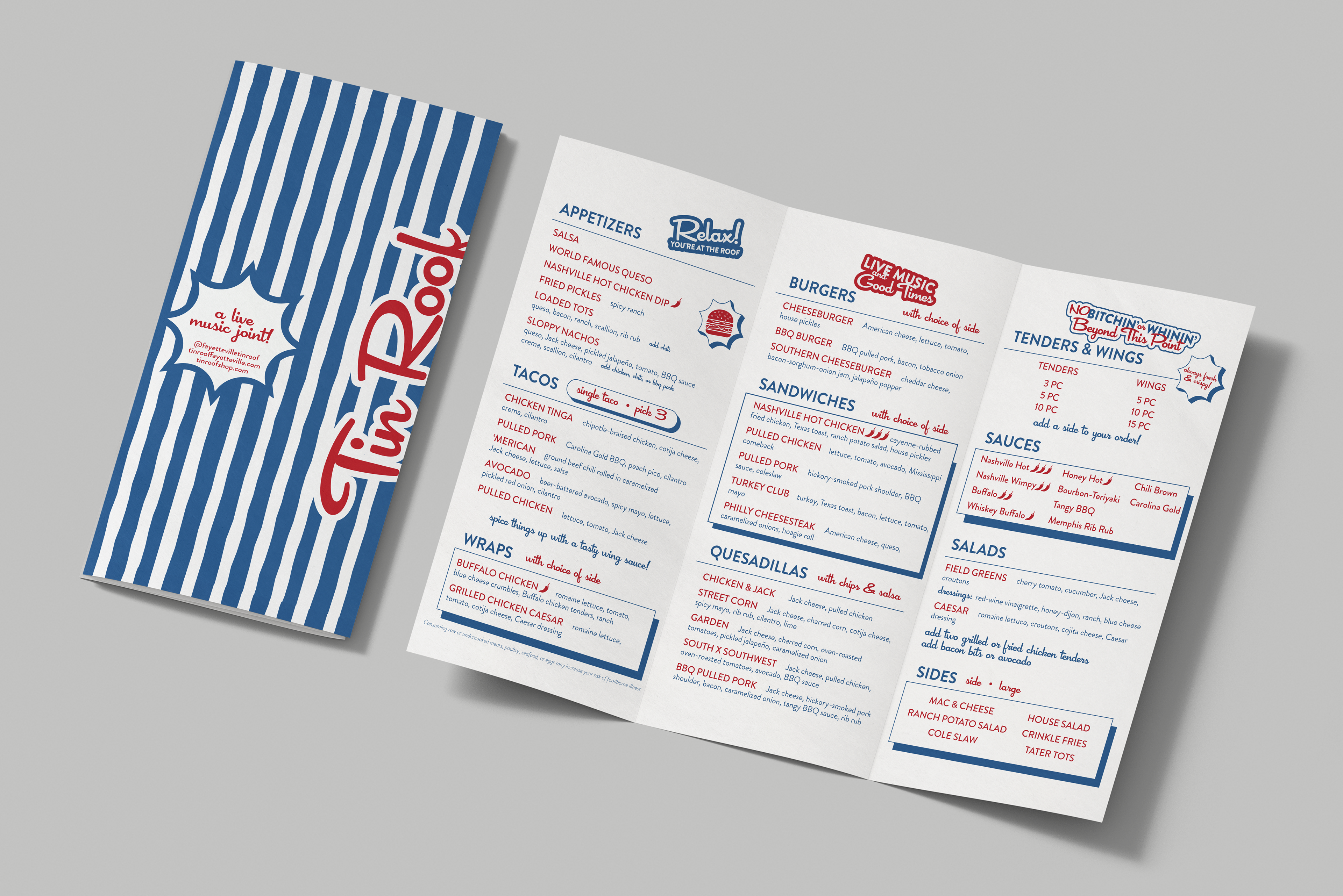 Tin Roof Menu, 2025, menu, 17 x 11 and 5.25 x 11 in