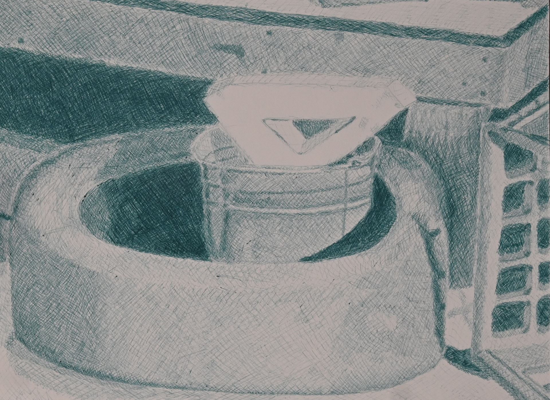 Still Life Crosshatch Study, 2024, ballpoint pen on paper, 15 x 11 in