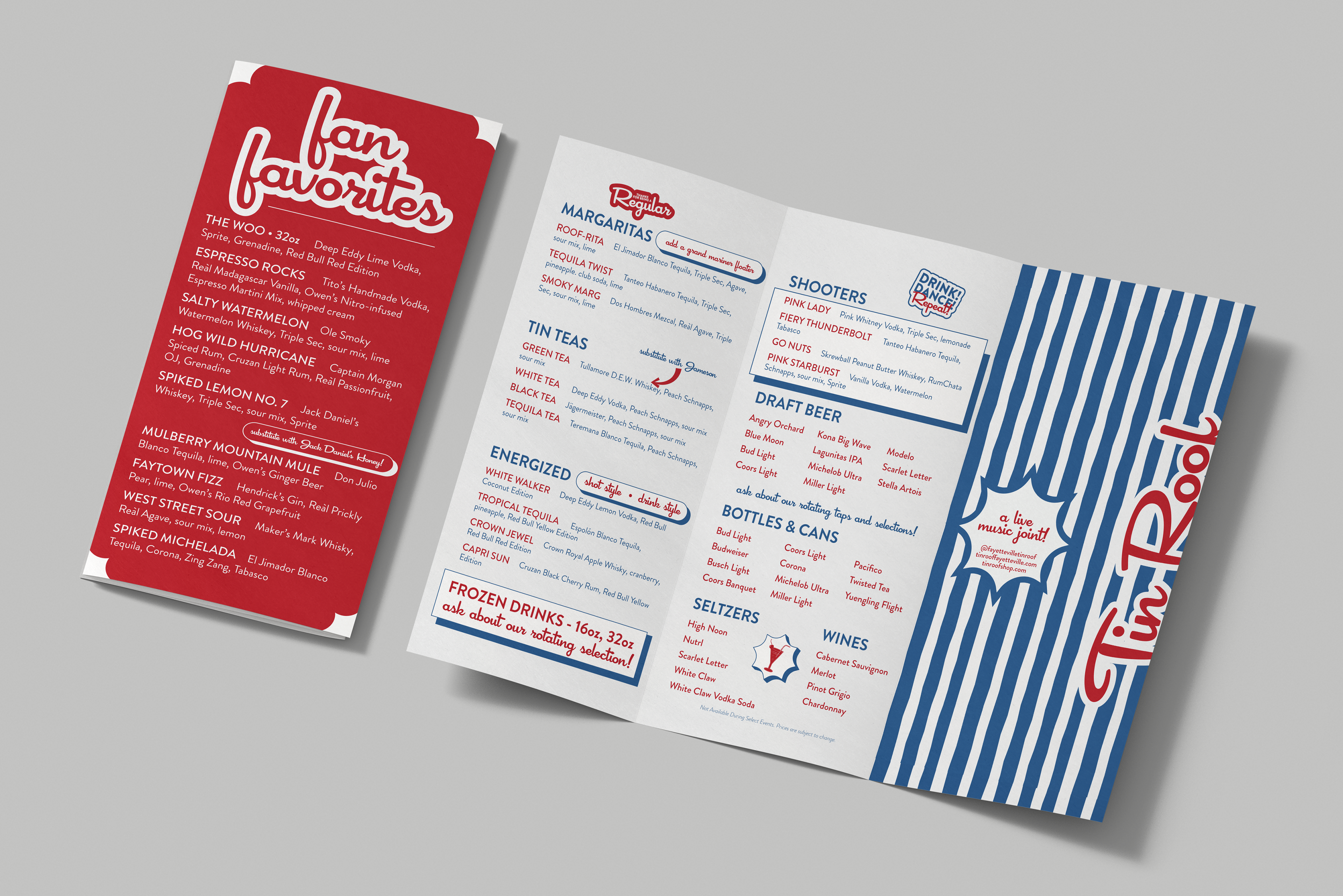 Tin Roof Menu, 2025, menu, 17 x 11 and 5.25 x 11 in