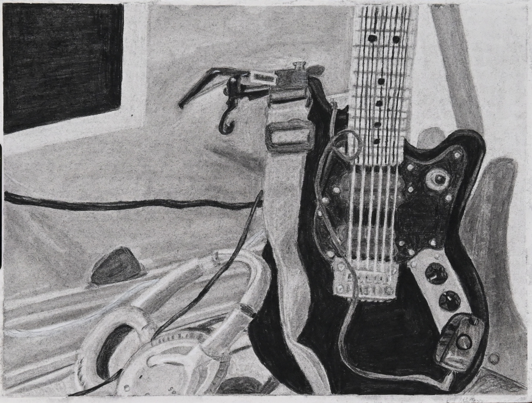 Still Life Subtractive Drawing 3, 2024, charcoal on paper, 12 x 9 in