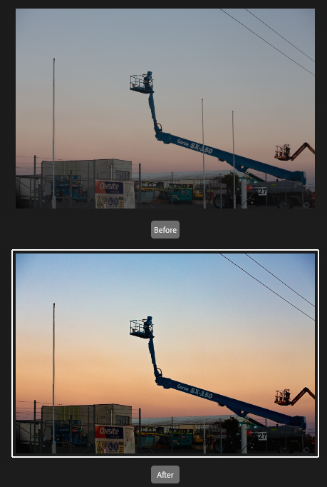 Before and after editing