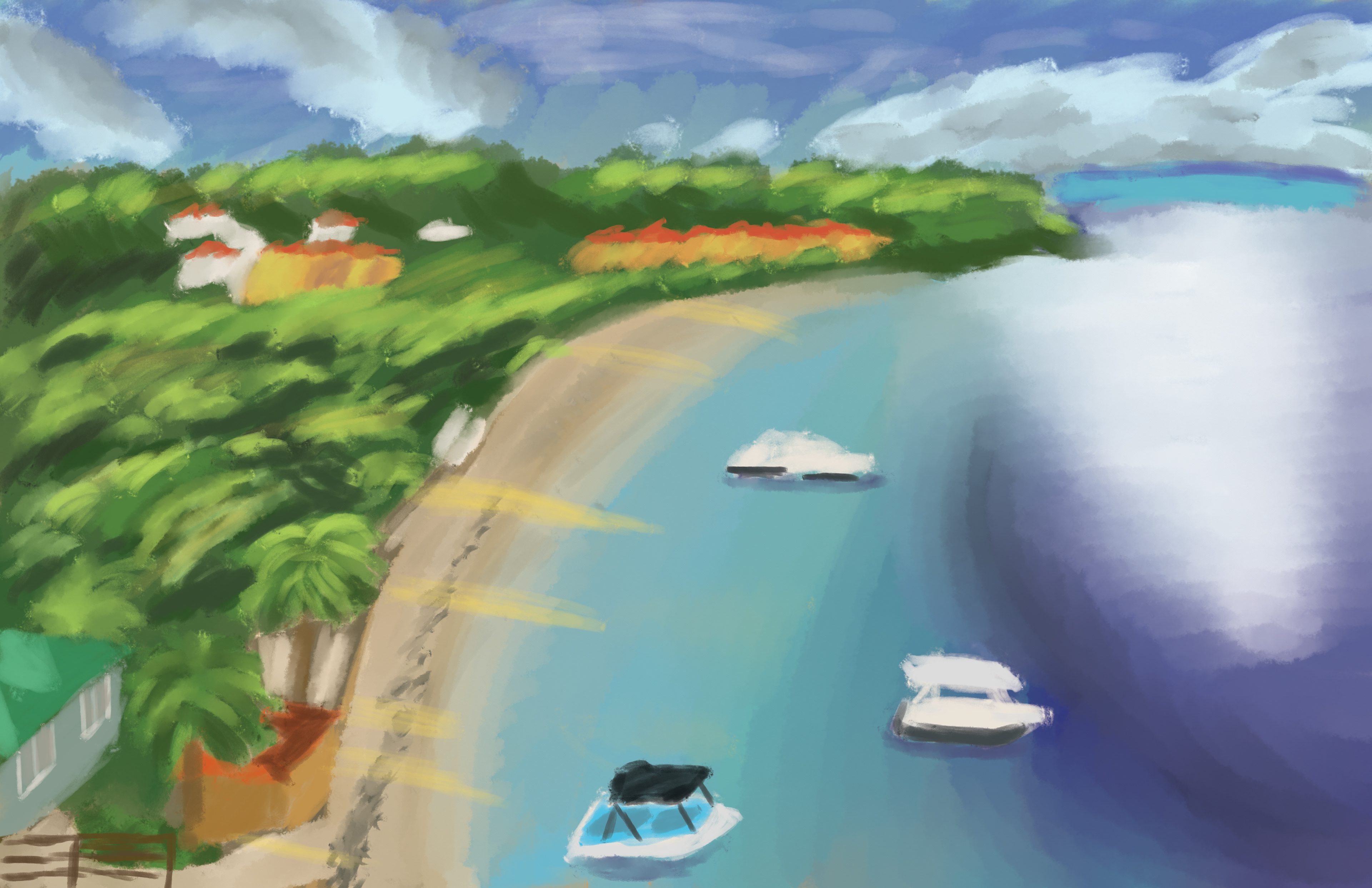 Over Roatán (Gouache)