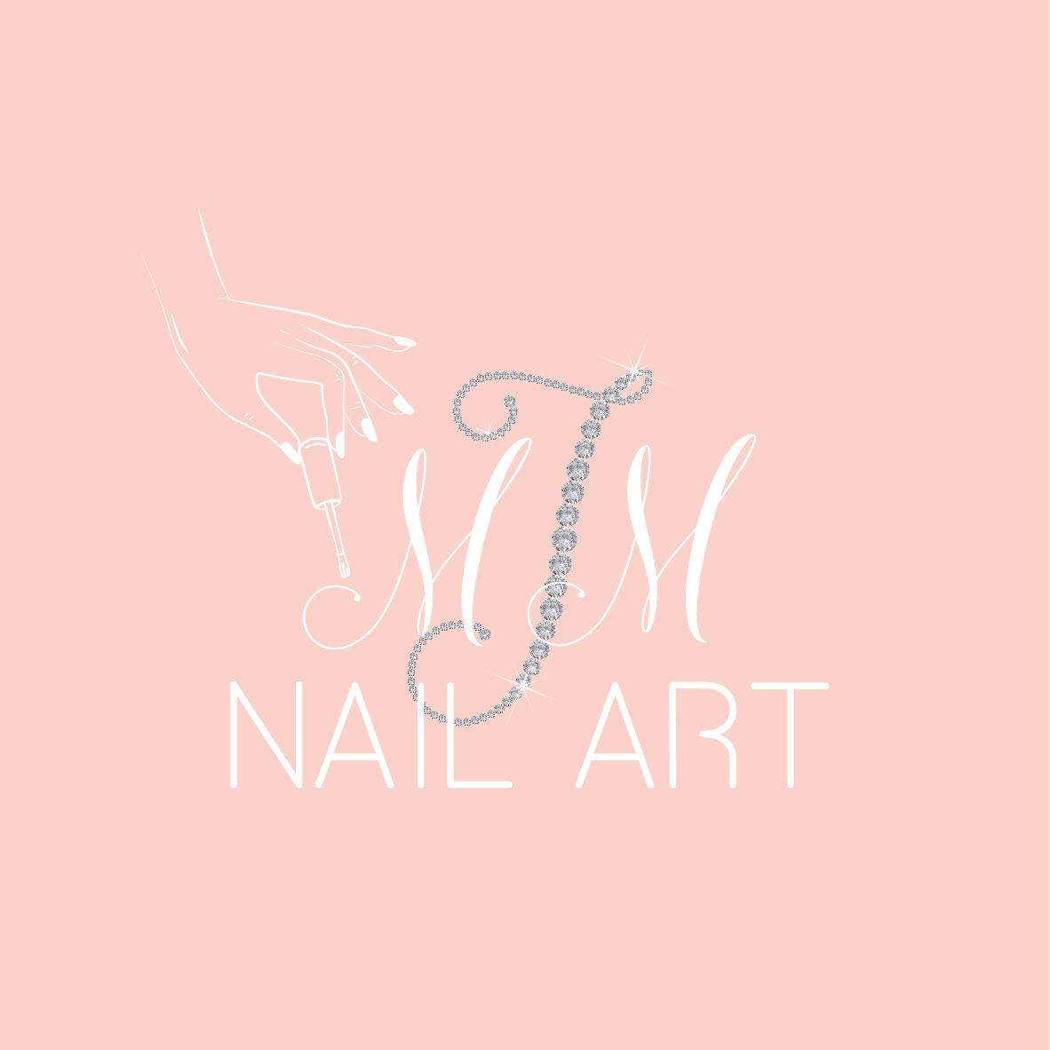 Final logo on a pastel peach background