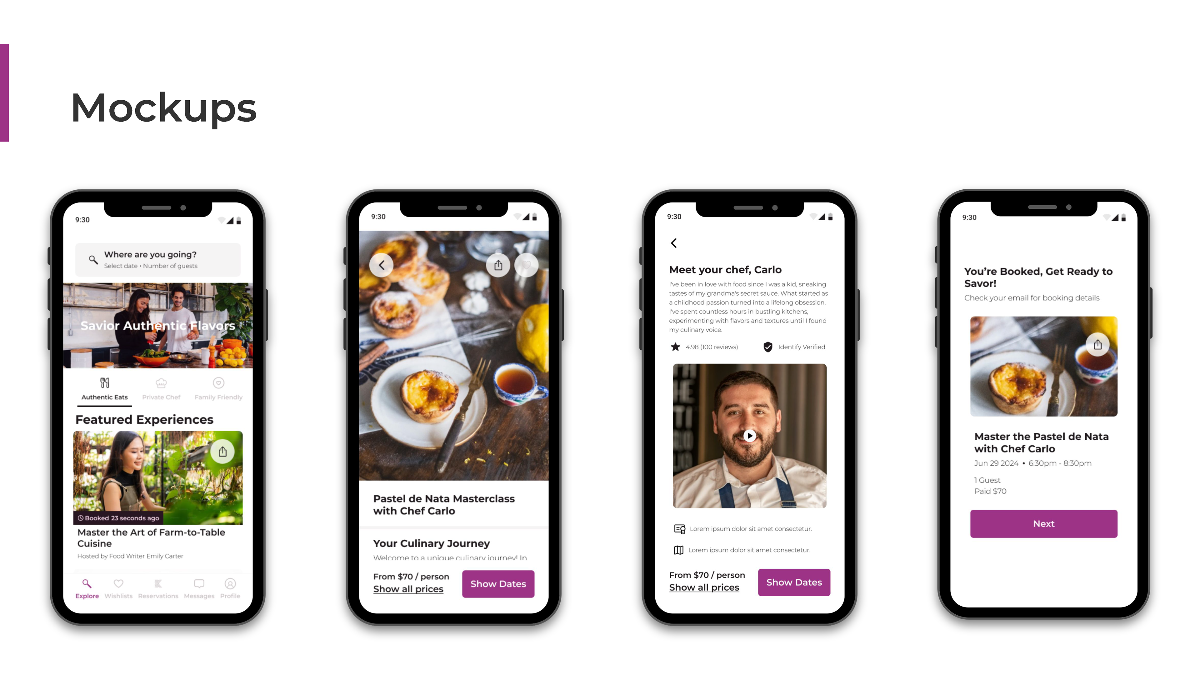 KitchenSurfing App Mockups