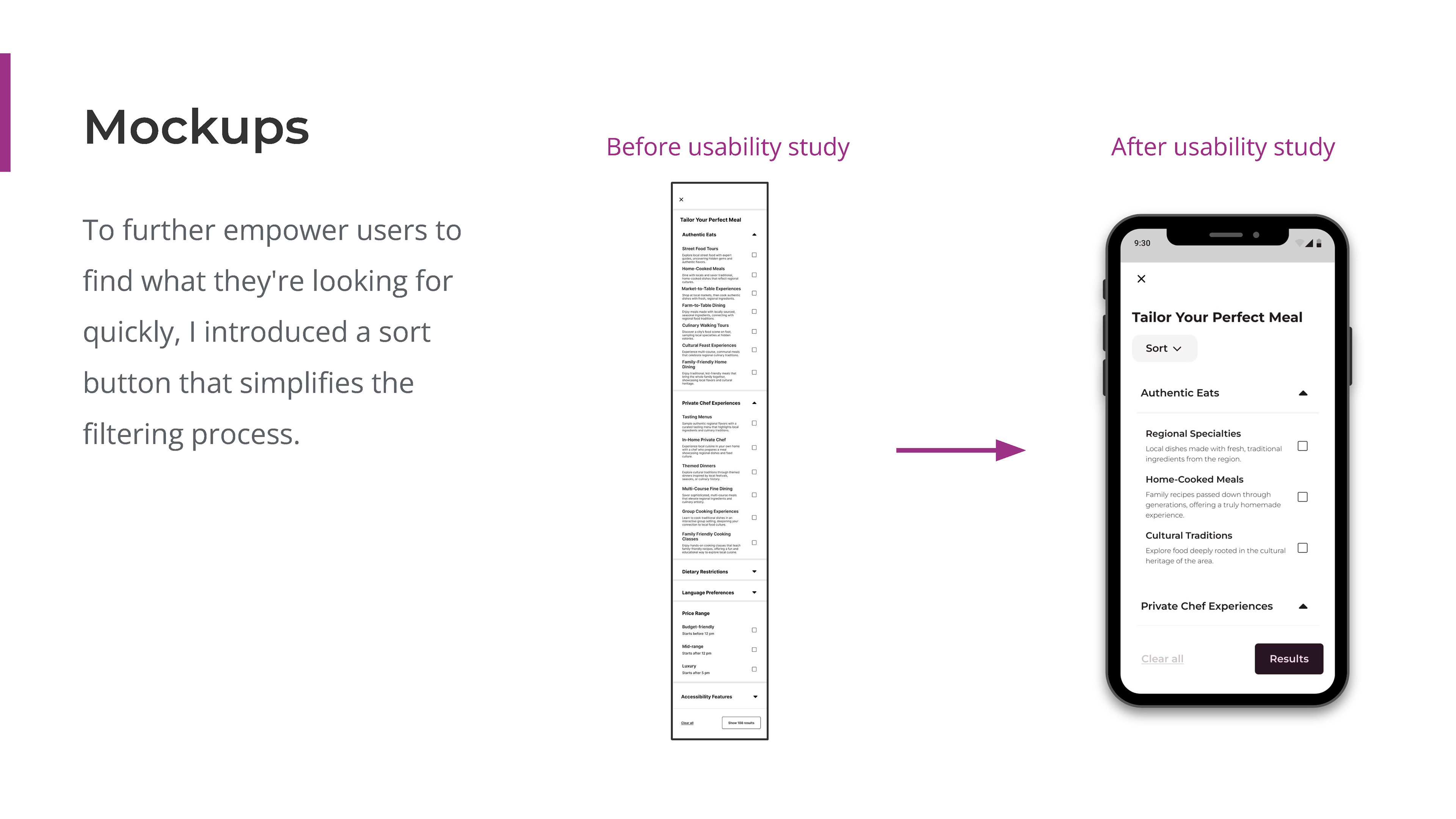 A visual representation of the enhanced filtering capabilities on the KitchenSurfing platform