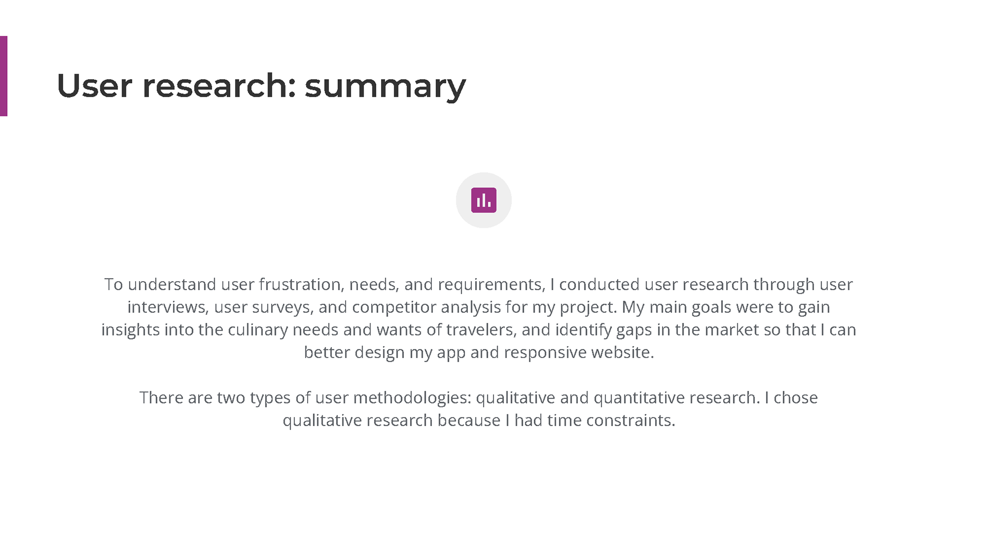 A summary of user research findings