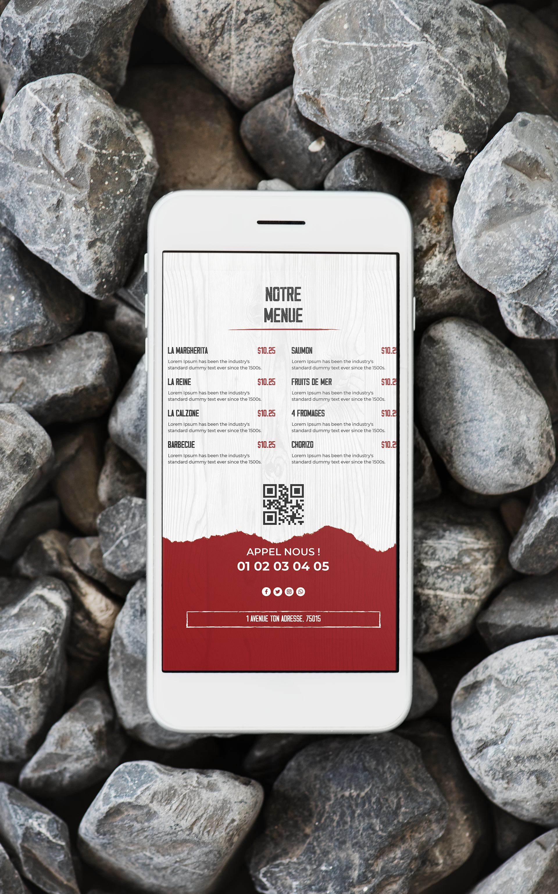 Menue Digital sur Smartphone