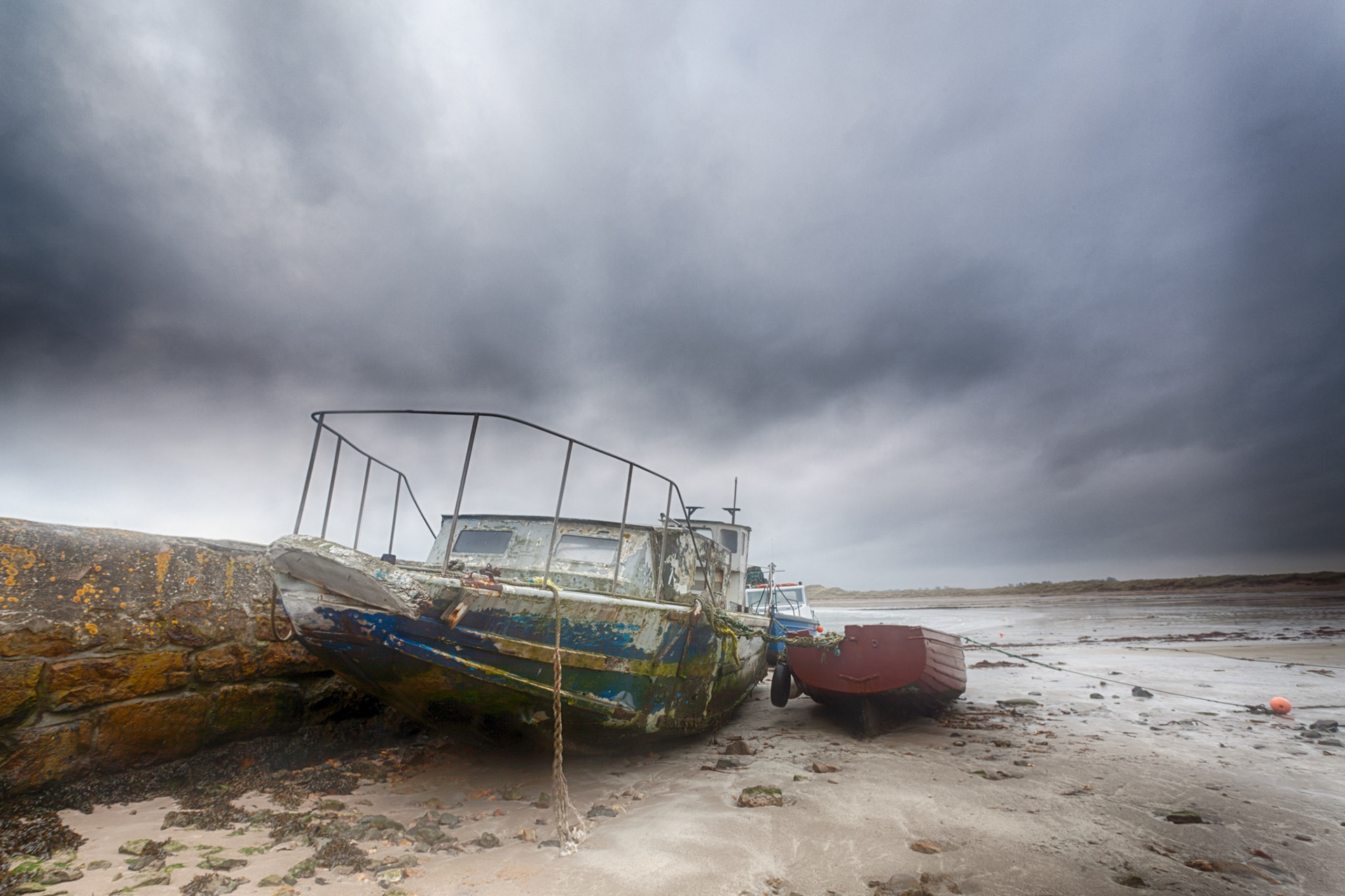 Old boat in Beadnell Harbour Northumberland