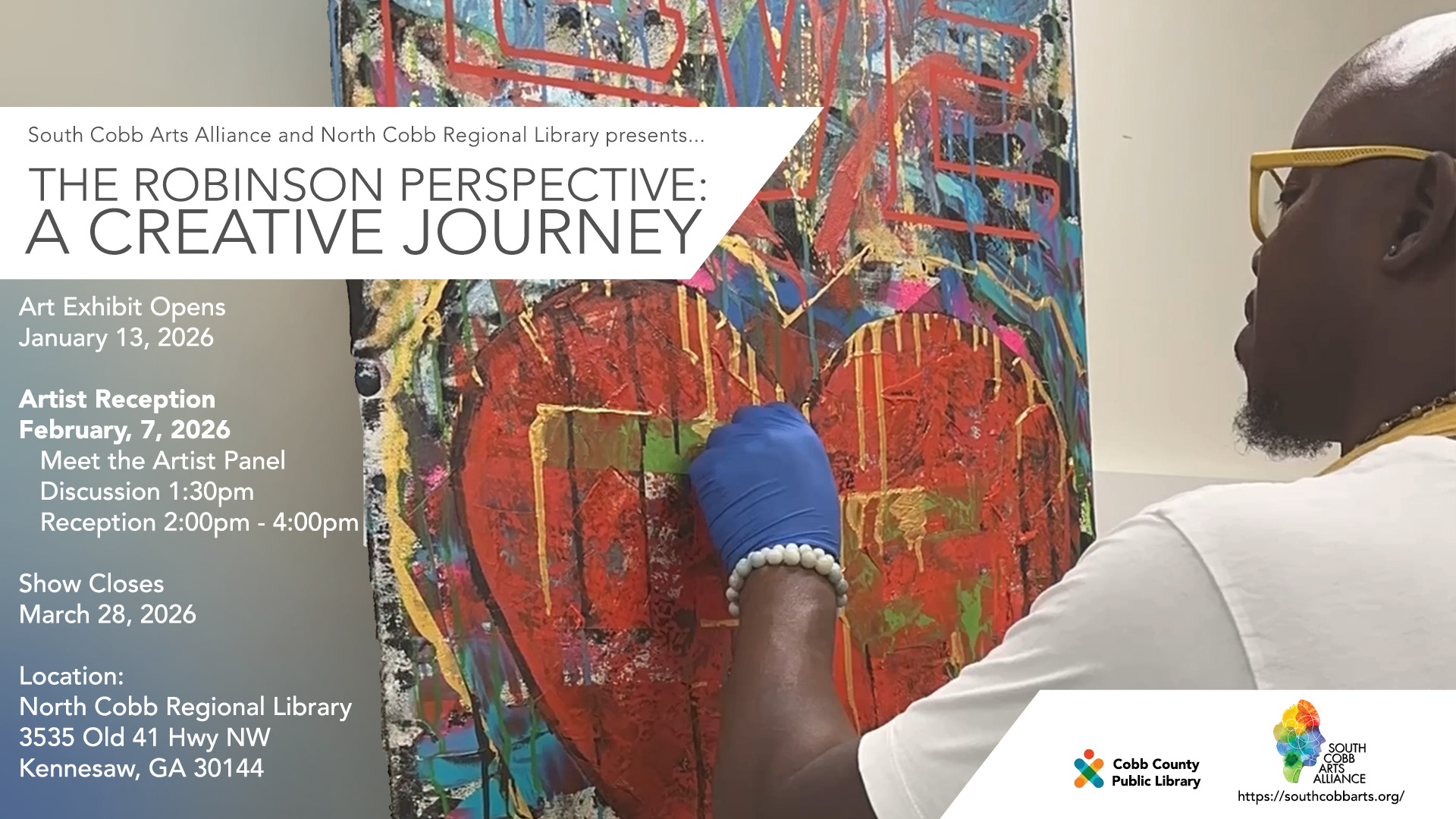 Artist Angelo T Robinson of ATR Fine Arts works on an abstract painting in his Alabame Studio.