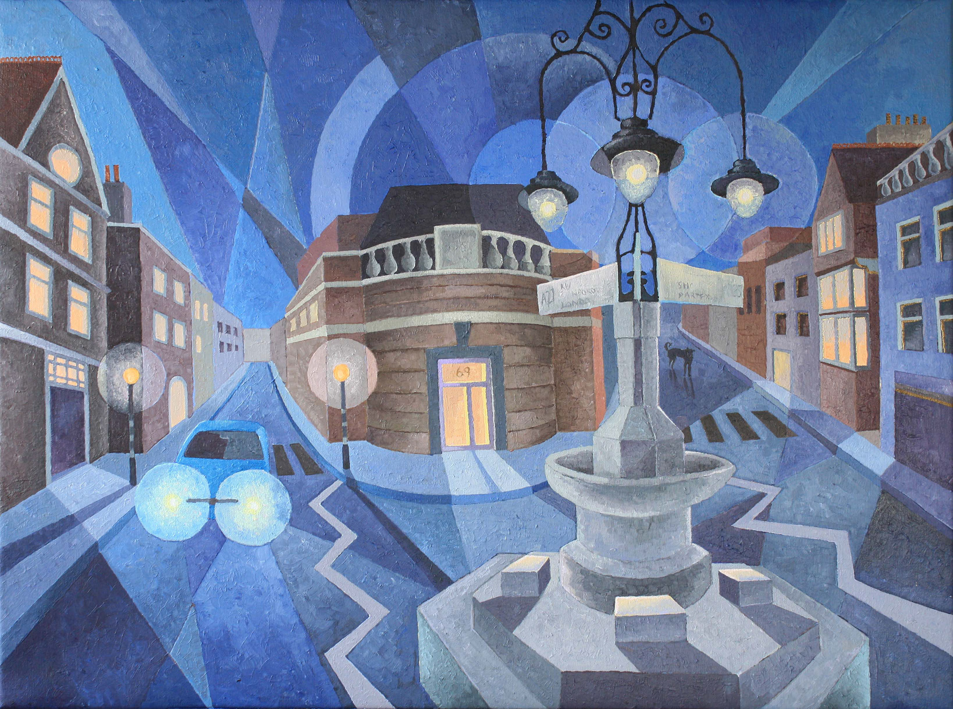 Moonlit Seven Oaks - acrylic on canvas