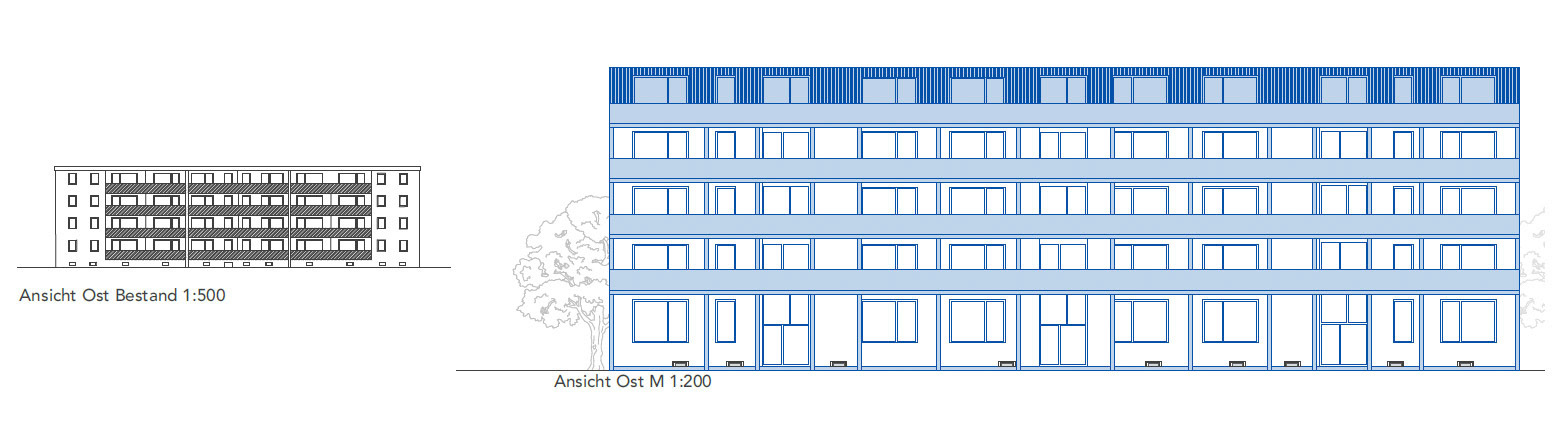 Ansicht Ost (Bestand & Neu)