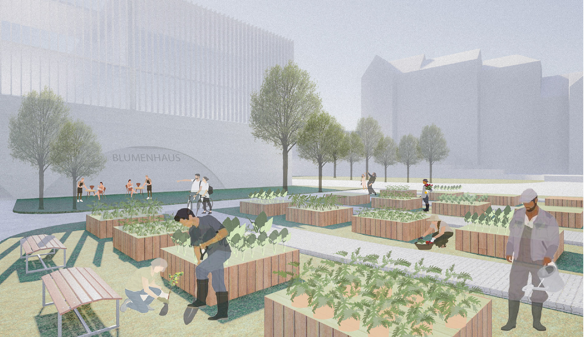 Visualisierung Hochbeet Garten