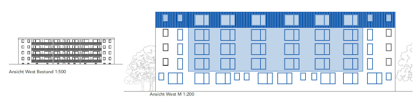 Ansicht West (Bestand & Neu)