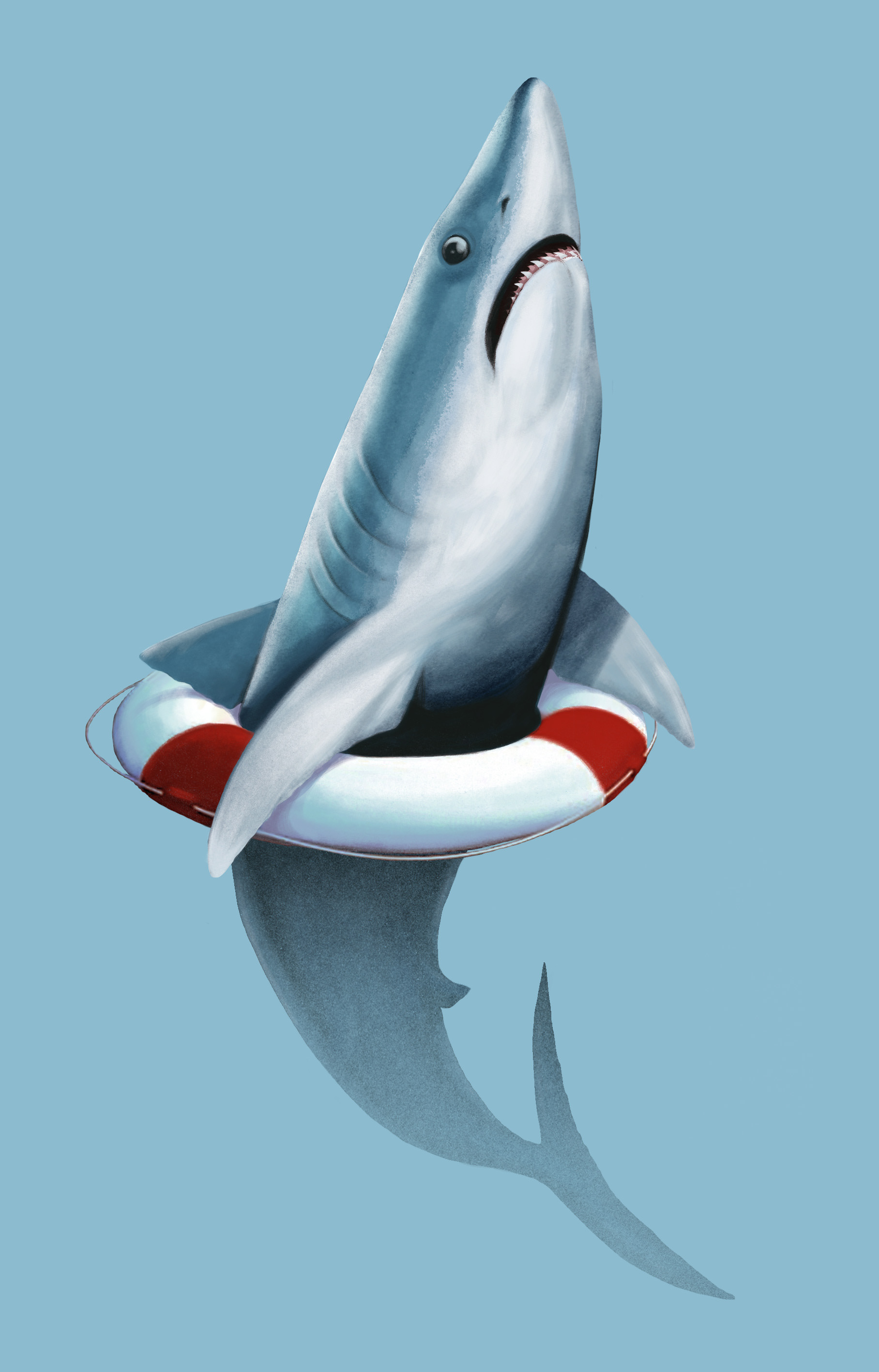 Shark in a lifebuoy, presented without comment
