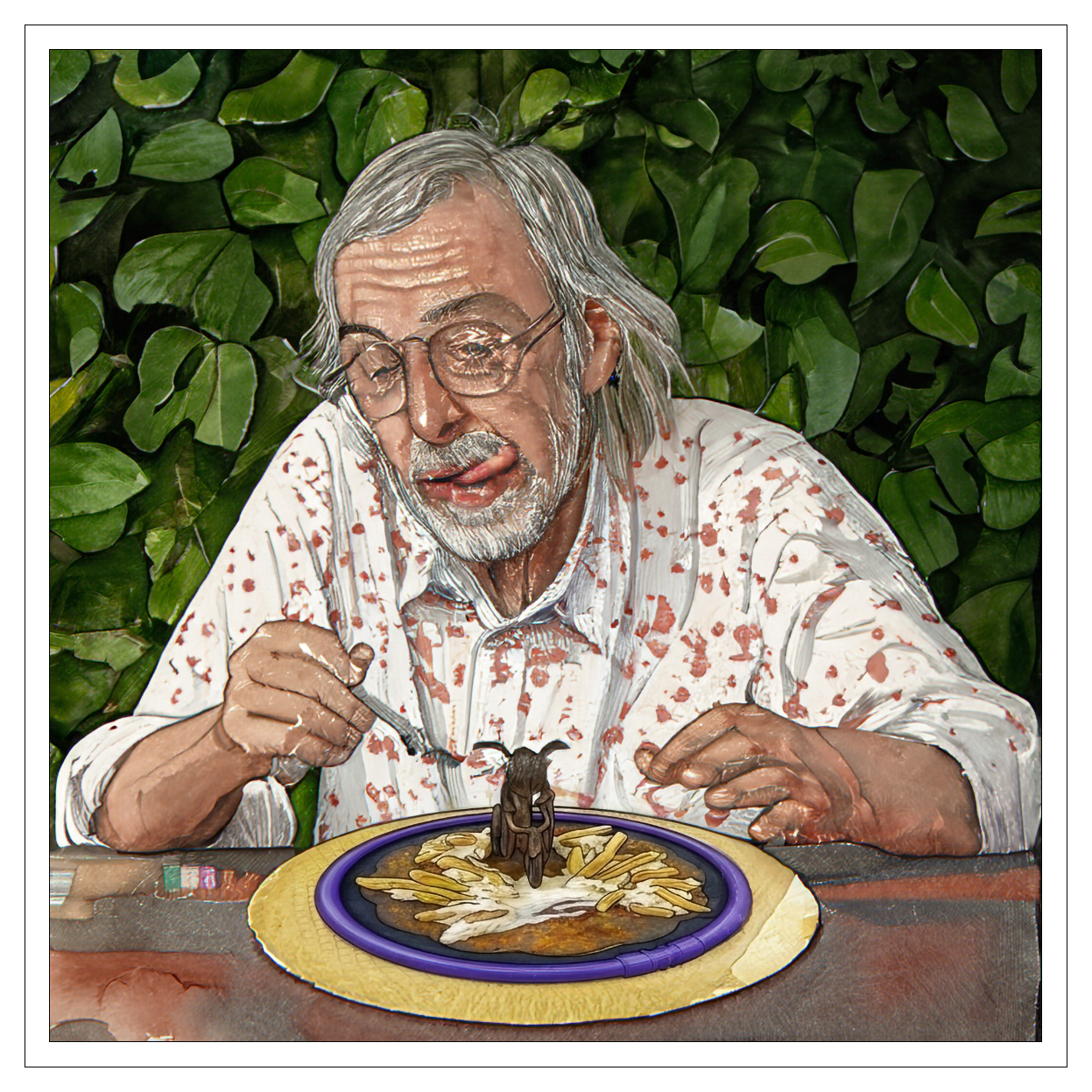 Raymond Minnen forced to eat his own artwork