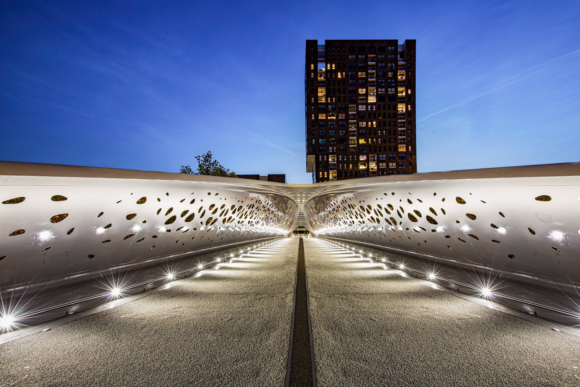 Cyclists and pedestrian bridge Antwerpen