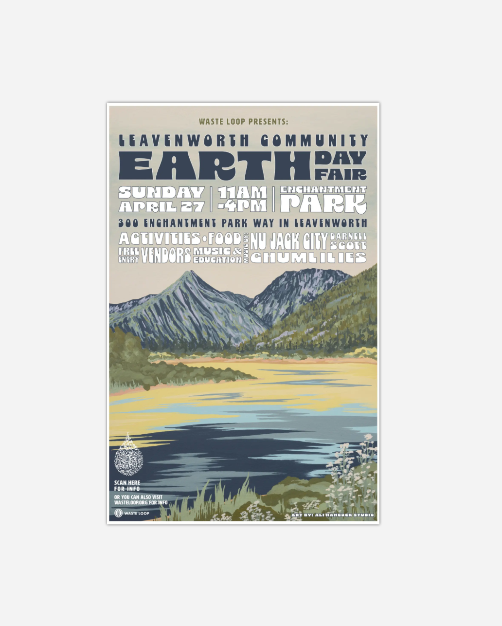 Collaborated with local artist for this 11 x 17 inch poster, everything other than the artistic backdrop was done by me.