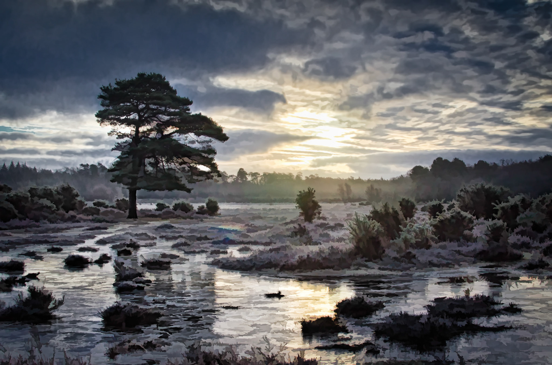 A break in the weather for the first time for several days lets the sun shine through  at King's Hat