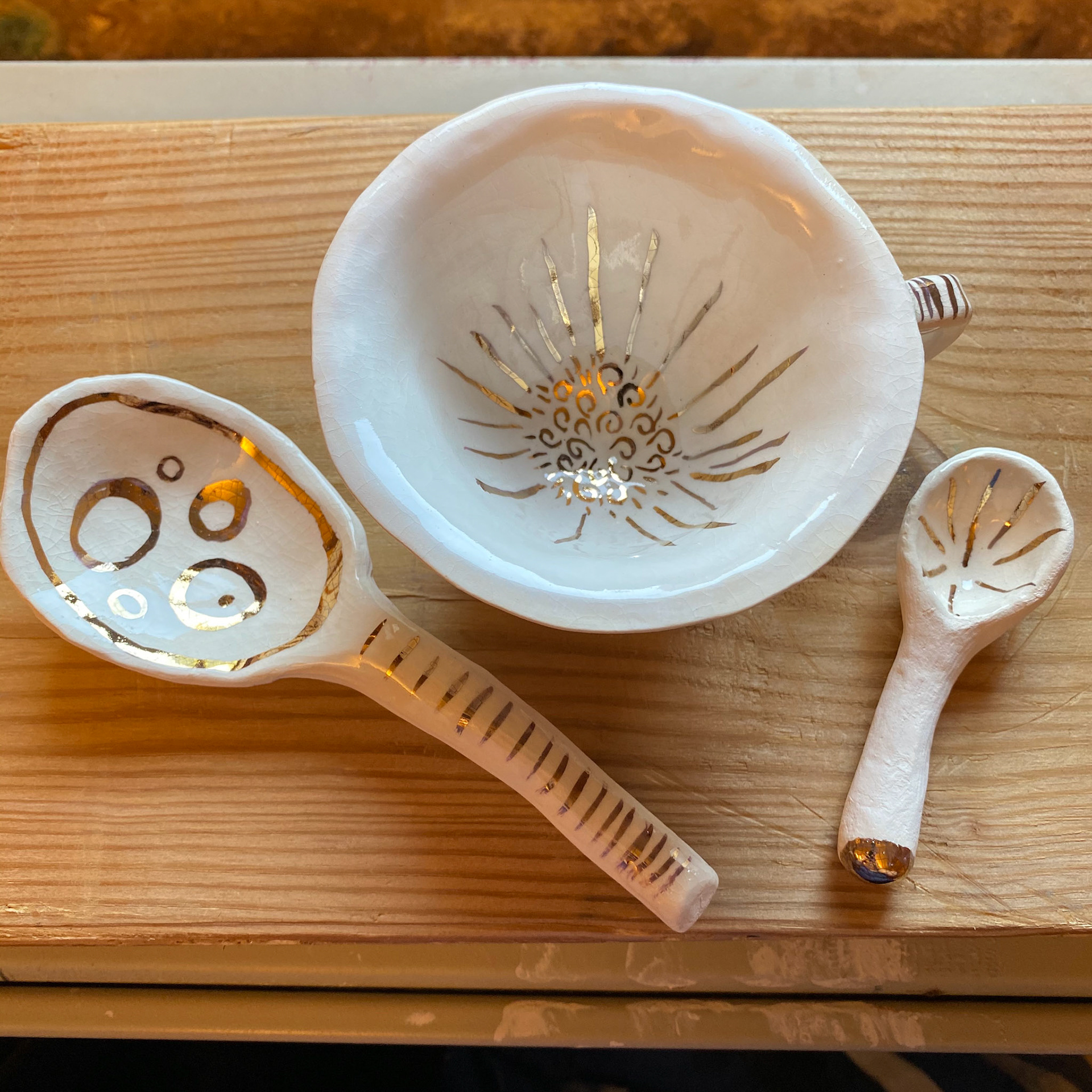 Magnolia teacup and spoons - SOLD