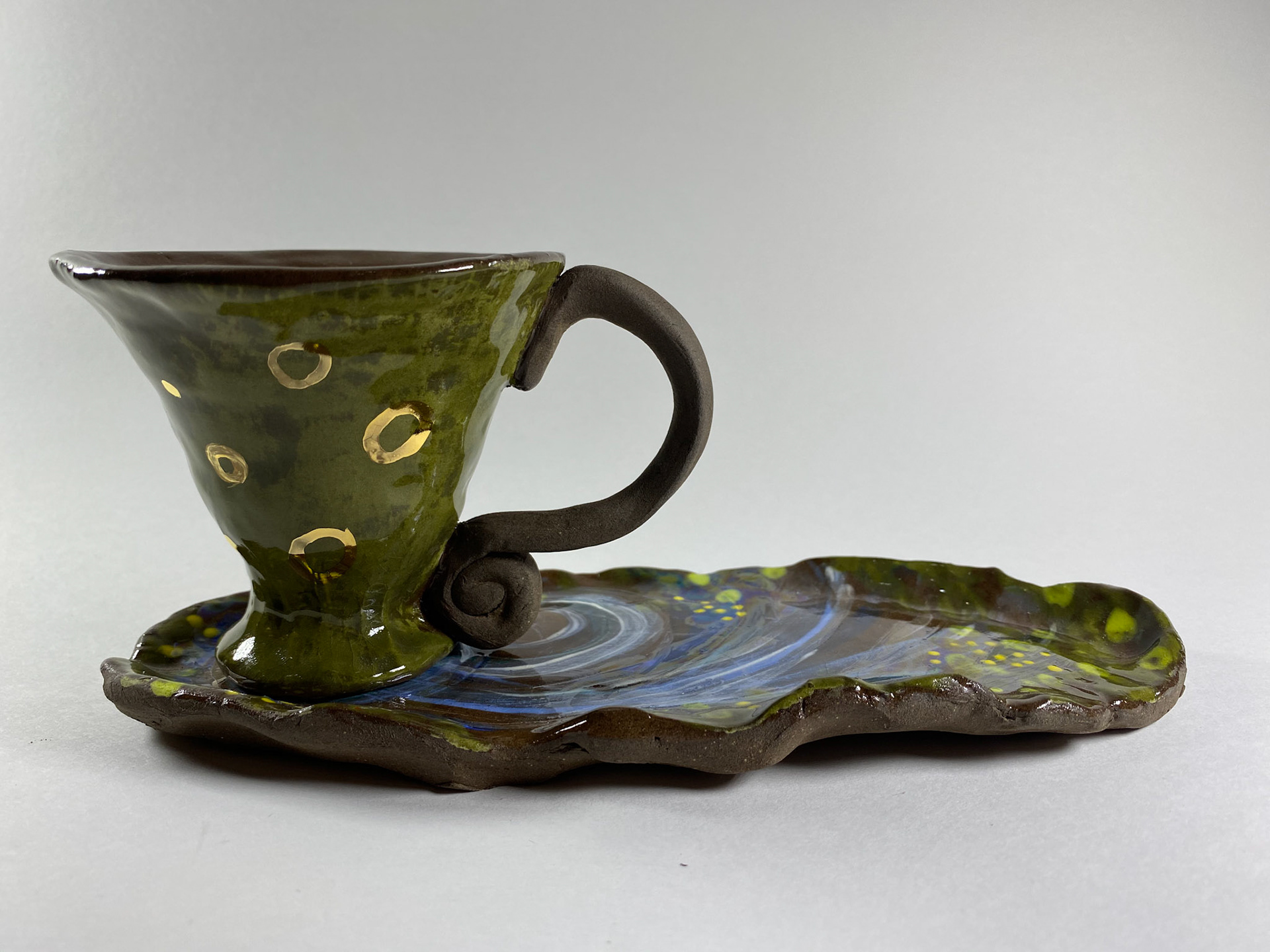 Elegant swamp teacup and saucer