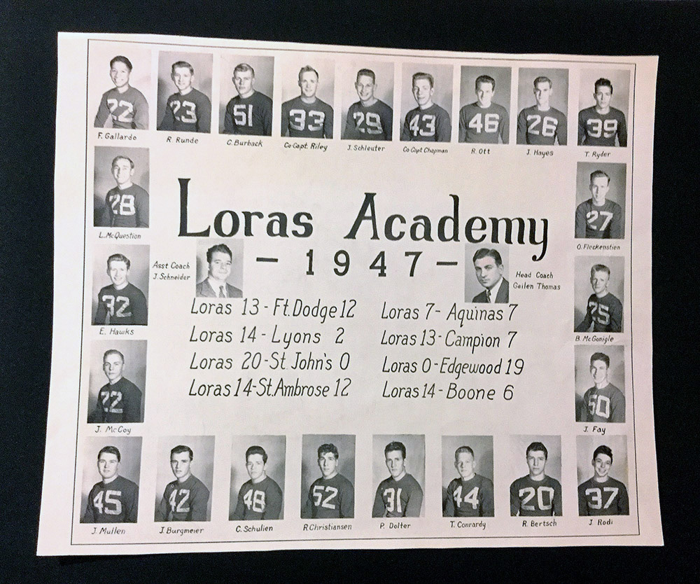 Number 22, Fred, Loras Academy, 1947, football