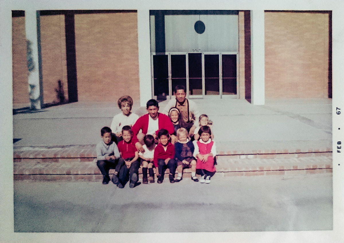 1967, cousins Gallardo visit the UCLA campus for a tour, Nita takes the photo