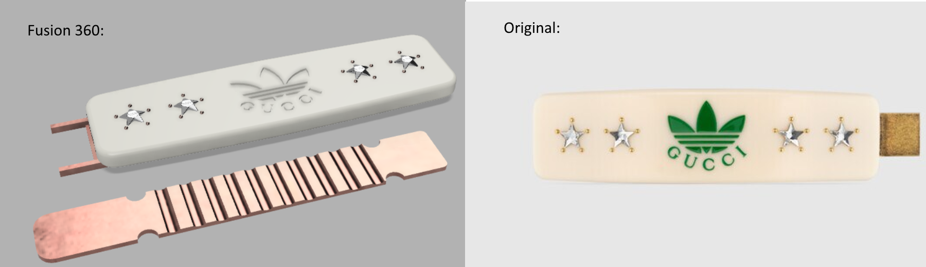 Gucci x Adidas hairclip recreated in Fusion