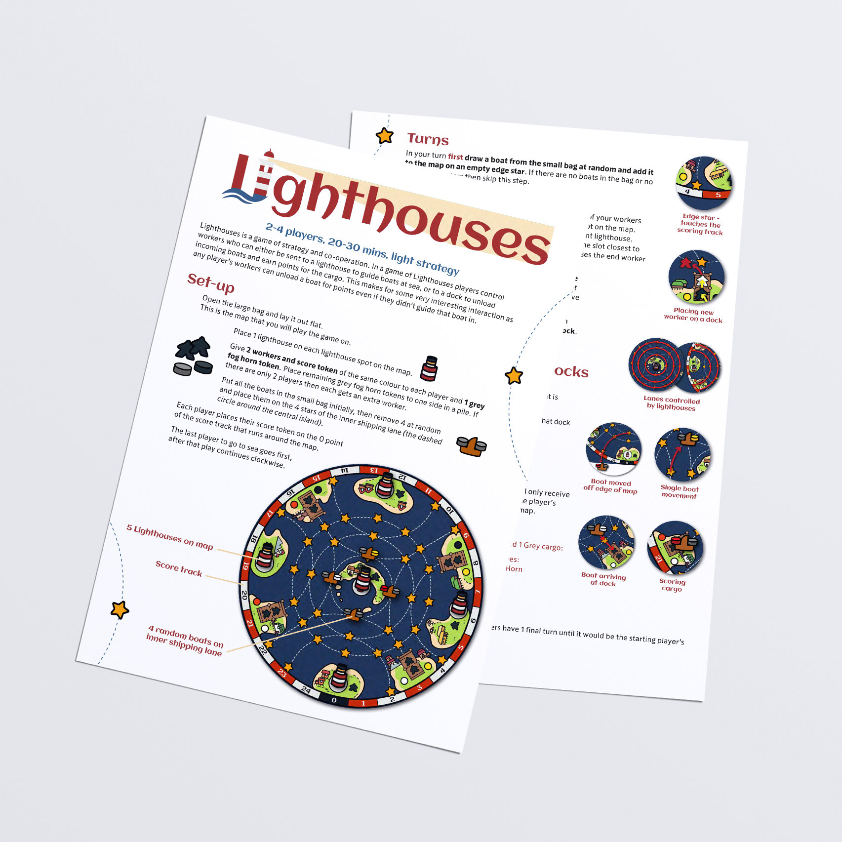 Lighthouses - Board game rule sheet