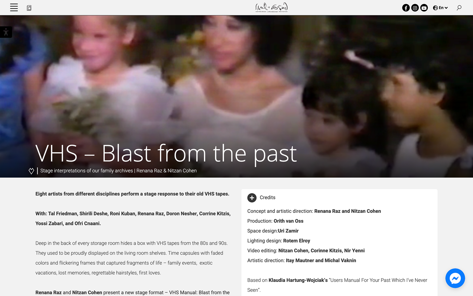 "VHS - Blast from the past" based on "User Manual for you past..." by Klaudia Hartung-Wójciak, Jerusalem (Israel Festival), Tel Aviv (A-genre Festival), 2021/22