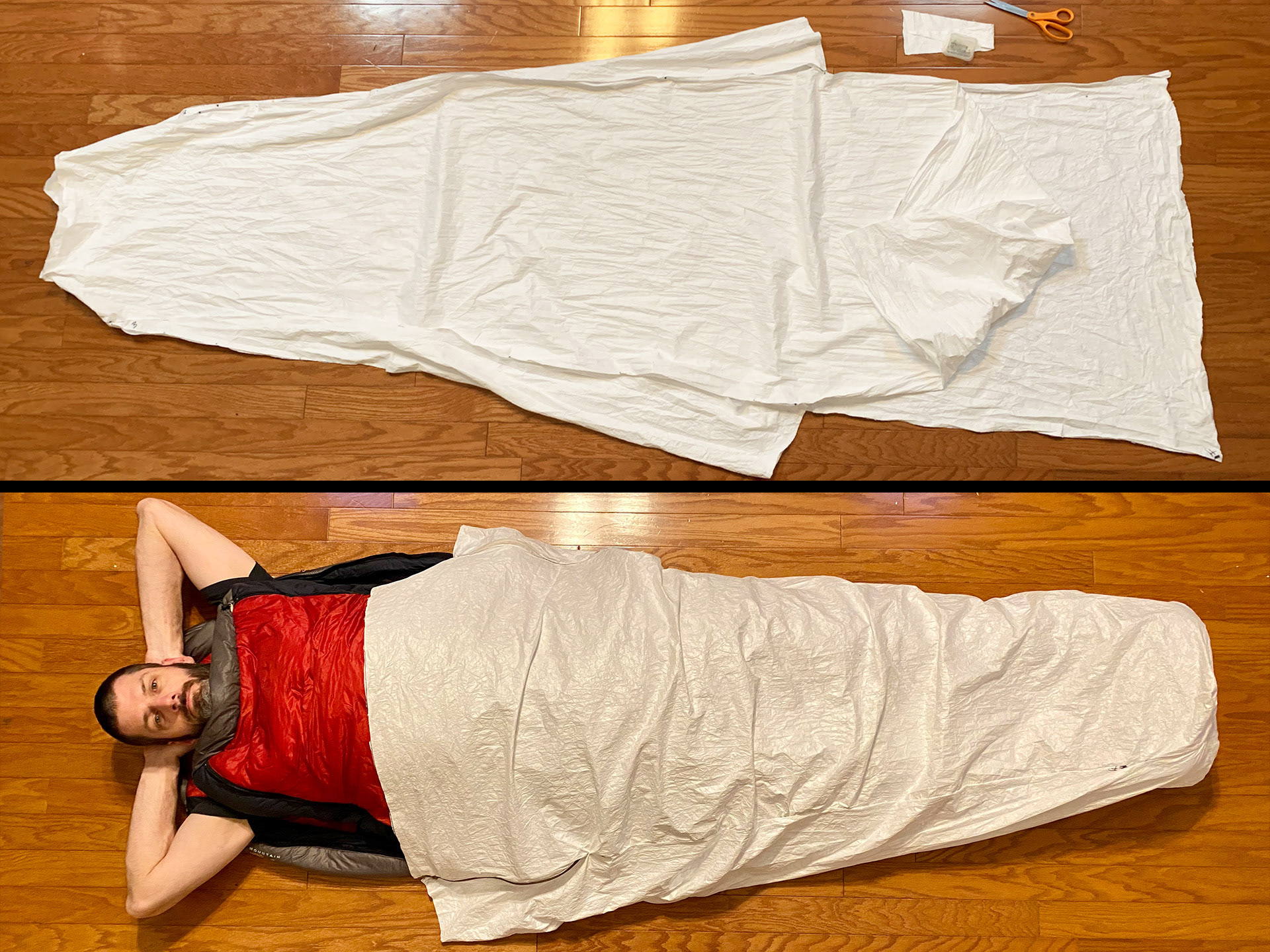 Handmade Tyvek 1443R bivy to keep the condensation away from my sleeping bag.